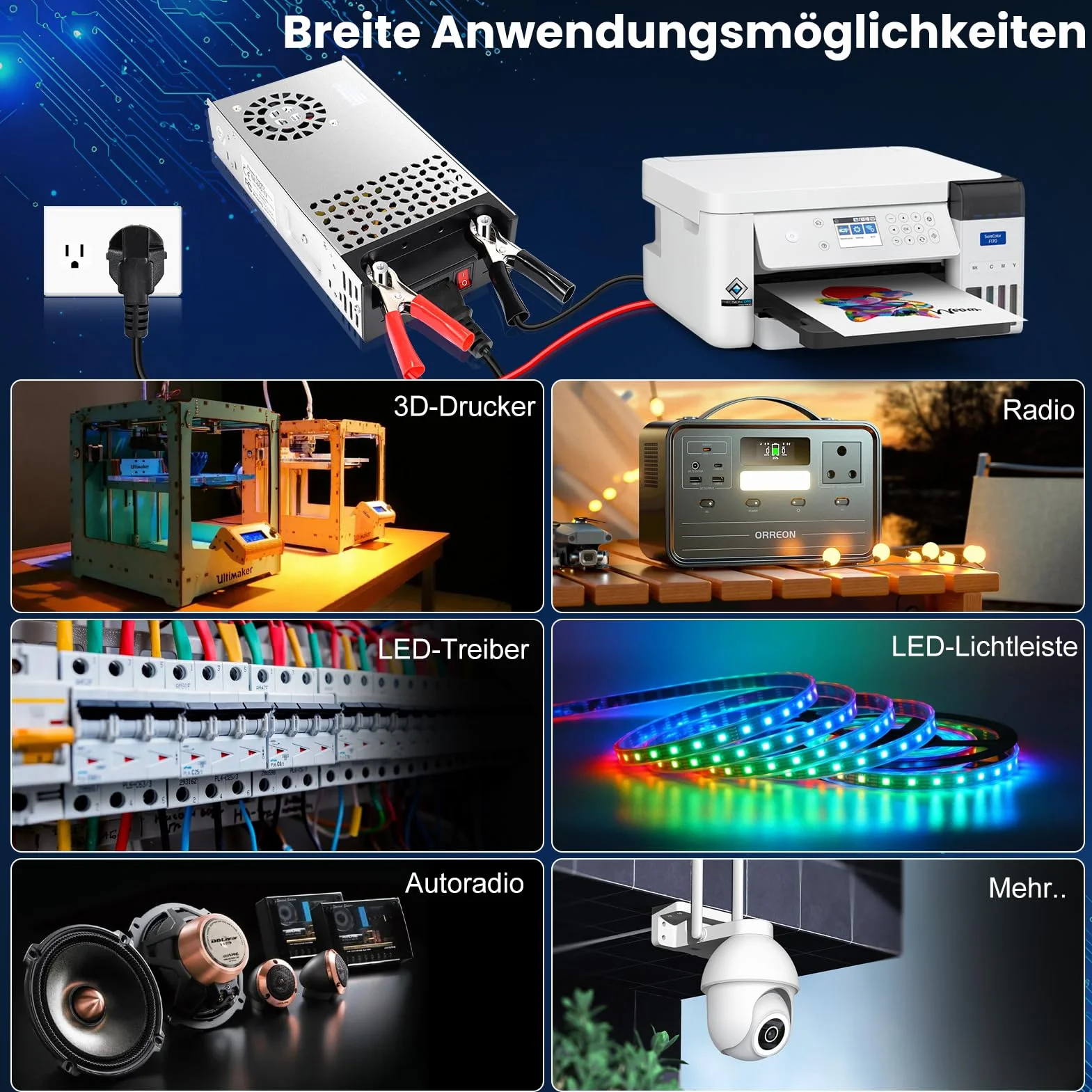 Fuente de alimentación de conmutación mejorada 12V 50A 600W - Transformador LED de 230V a 12V CC 12V - Convertidor de voltaje - Transformador para impresora 3D, calefacción diesel, calefacción