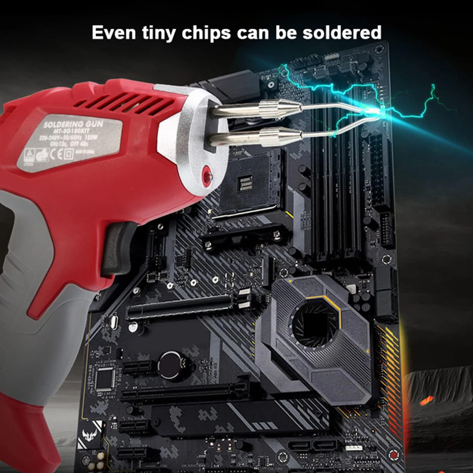Pistola de Soldar de 180W Kit de Soldador ABS 200 ℃ Kit de Soldador de Alimentación Manual con Punta de Soldadura para Teléfono con Chip Enchufe Europeo 220-240V