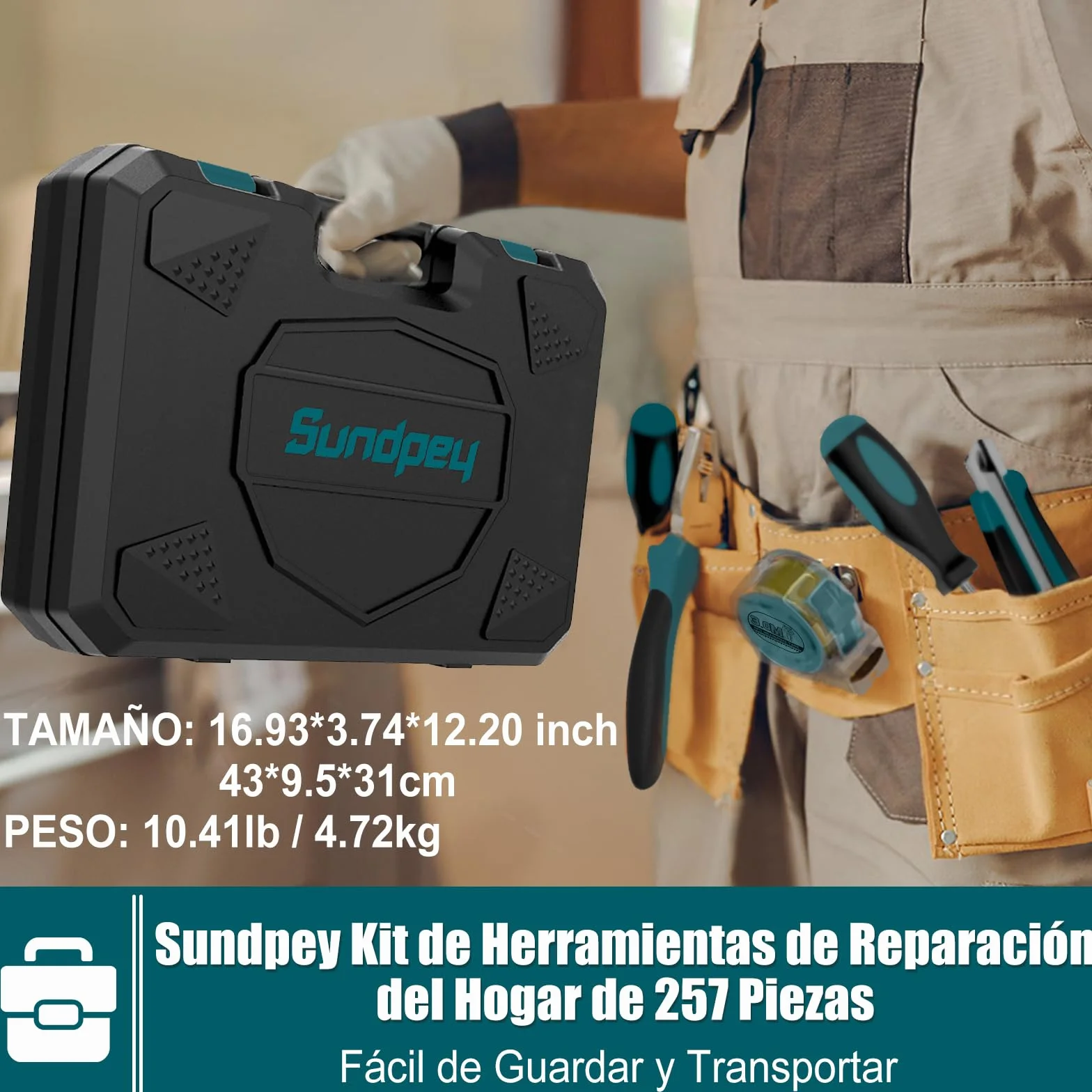 Caja Herramientas Completa 257 Piezas, Sundpey Juego Herramientas Completa, Caja de Herramientas Portátil con Juego de Llaves de Trinquete & Juego de destornilladores & Alicates, Azul