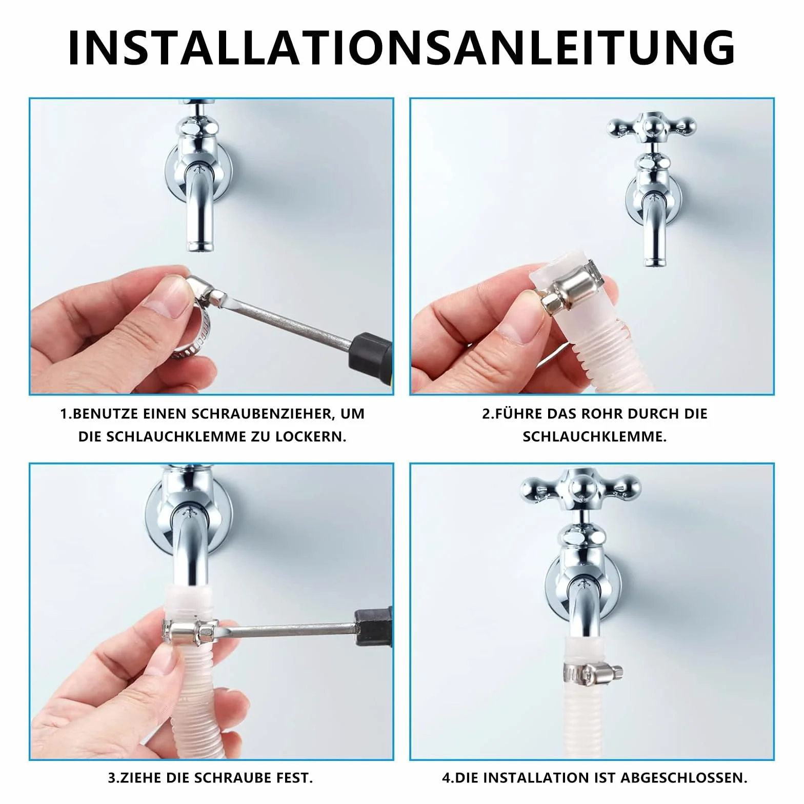 8 Pcs Abrazaderas de Manguera de Acero Inoxidable, Abrazaderas de Manguera Ajustables 40-63mm, Abrazaderas Metalicas, Abrazaderas para Tubos, Lavadora, Manguera de Piscina, Fijación de Tuberías