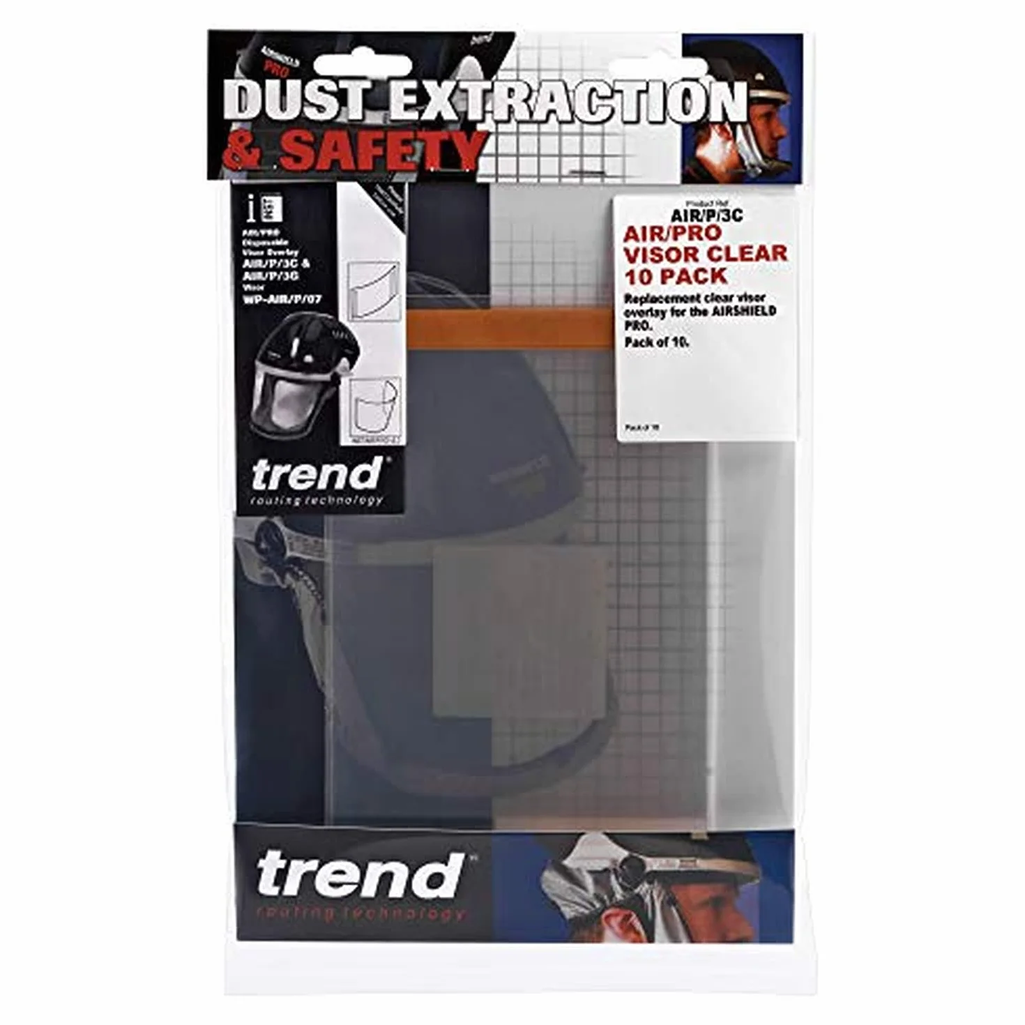Trend Airshield Pro, láminas de visera transparentes, pack de 10 | Incluye 10 láminas transparentes de recambio para Airshield Pro; mantienen la visera en óptimas condiciones, AIR/P/3C