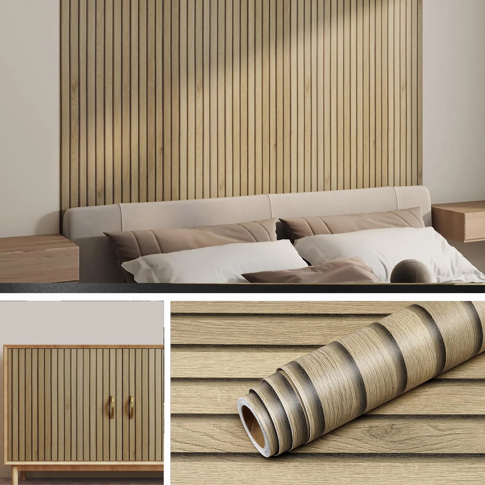Livelynine Papel Pintado Autoadhesivo Pared Efecto Paneles de Madera 40CMx10M Lavable Papel de Pared 3D Madera Habitacion Comedor Salon Papel Adhesivo para Muebles Techo Rollo Vinilo Autoadhesivo