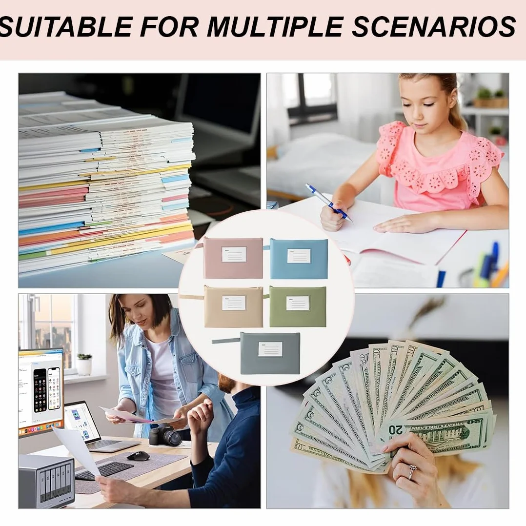 Bolsa para Guardar Dinero con Cremallera Oxford A5 21x15cm 5 Piezas