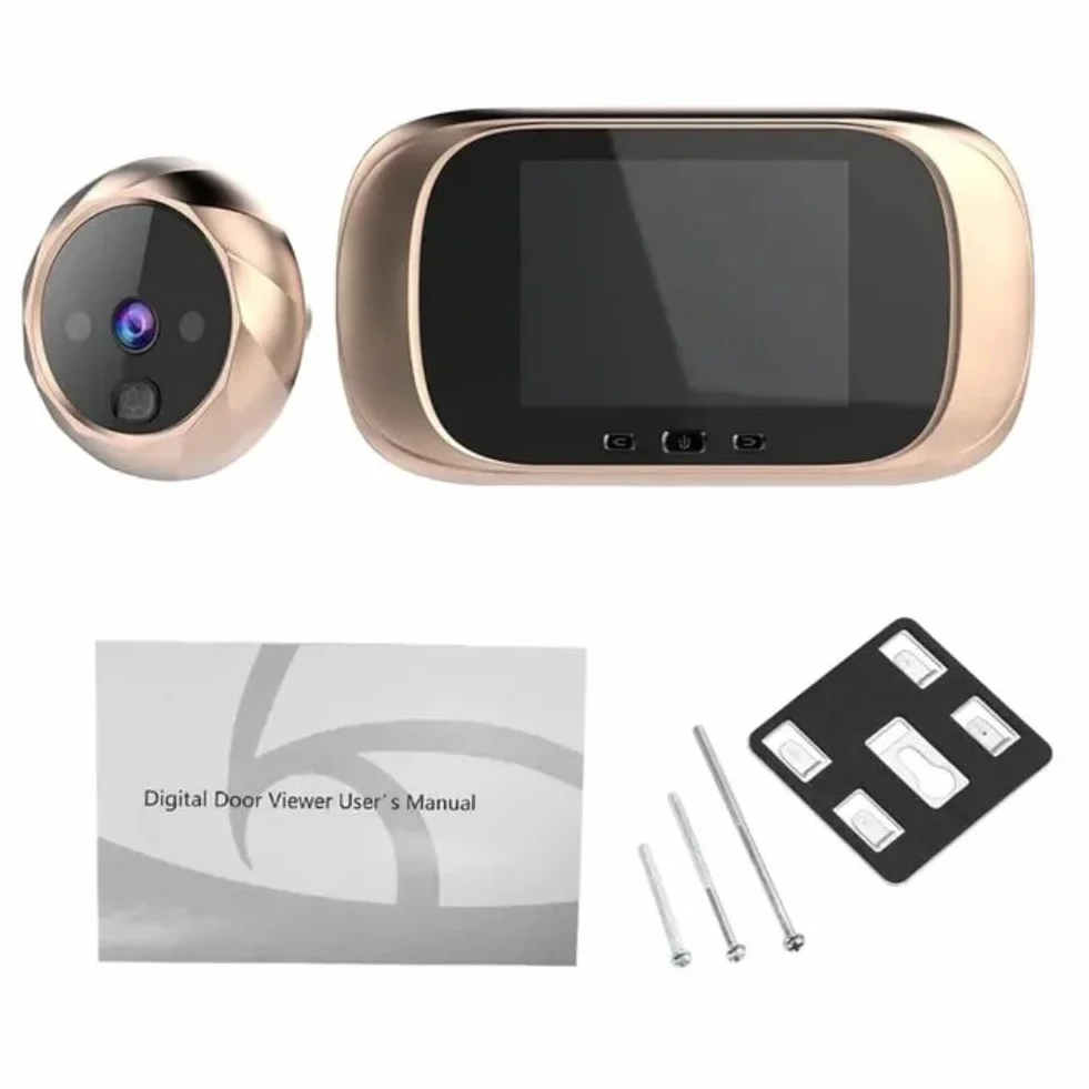 Cámara de visualización de puerta digital con mirilla, pantalla LCD de 2,8 pulgadas, lente gran angular de 90°, captura de fotos, memoria incorporada y alimentación para seguridad en el
