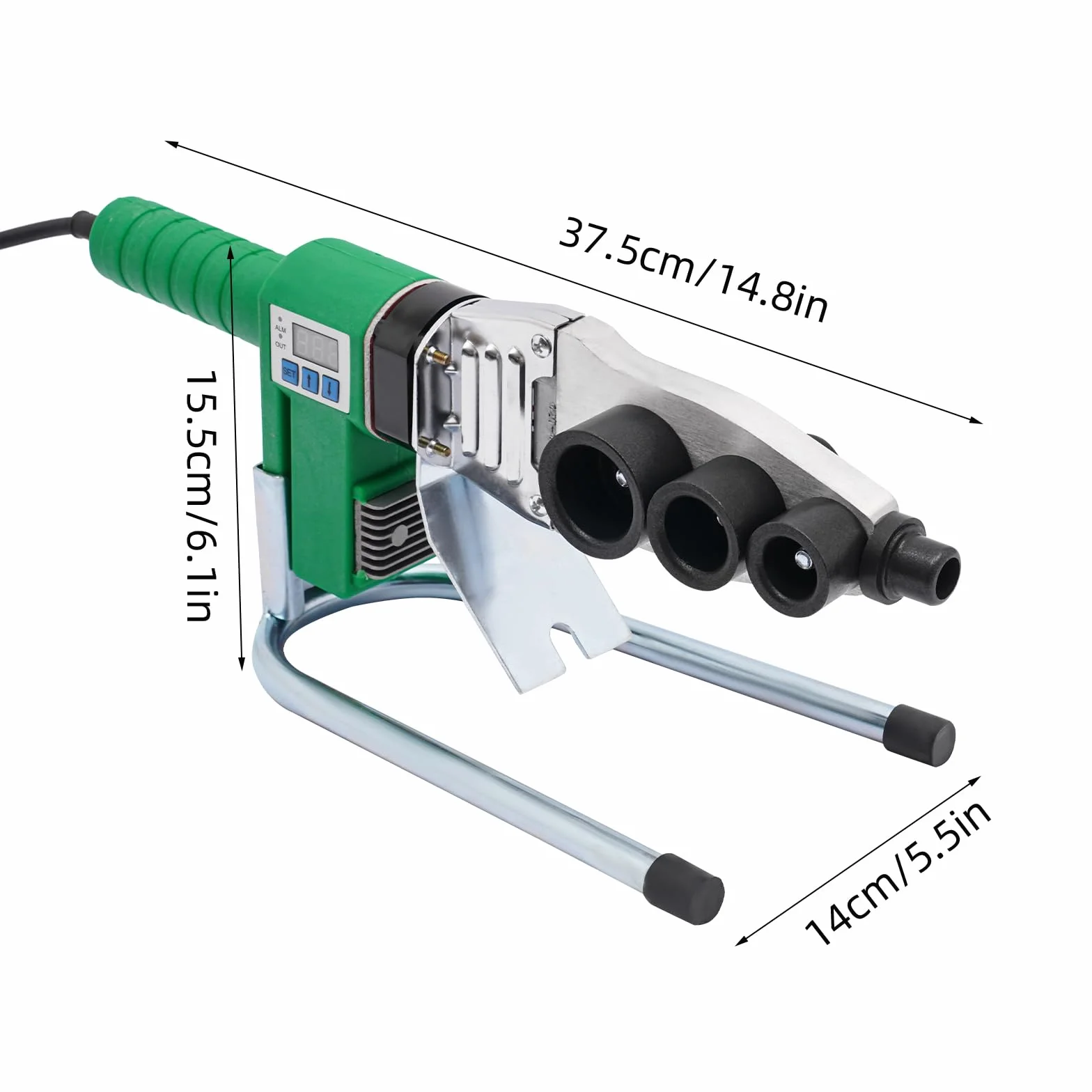 Dispositivo de soldadura para tubos de agua, 77-725°F ajustable, pantalla LED, placa de conductividad térmica de aluminio, calefacción doble de tubo de 1500 W, PPR PE PP