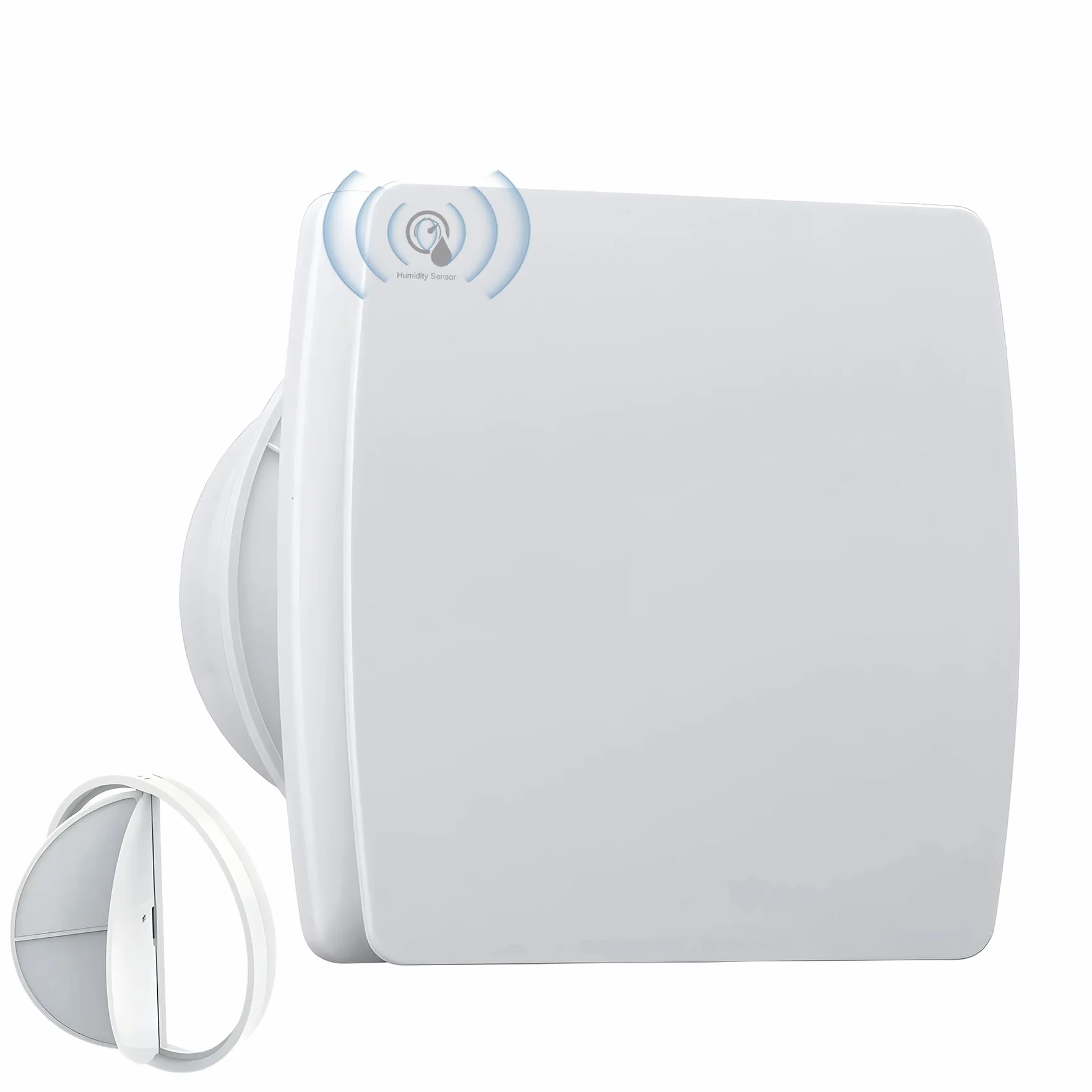Extractor de aire 150 mm Sensor de temperatura y humedad 25 W 250 m³/h Ventilador de pared con válvula antigolpes, anillo de montaje de ventana, toma para cocina, WC, cuarto de baño