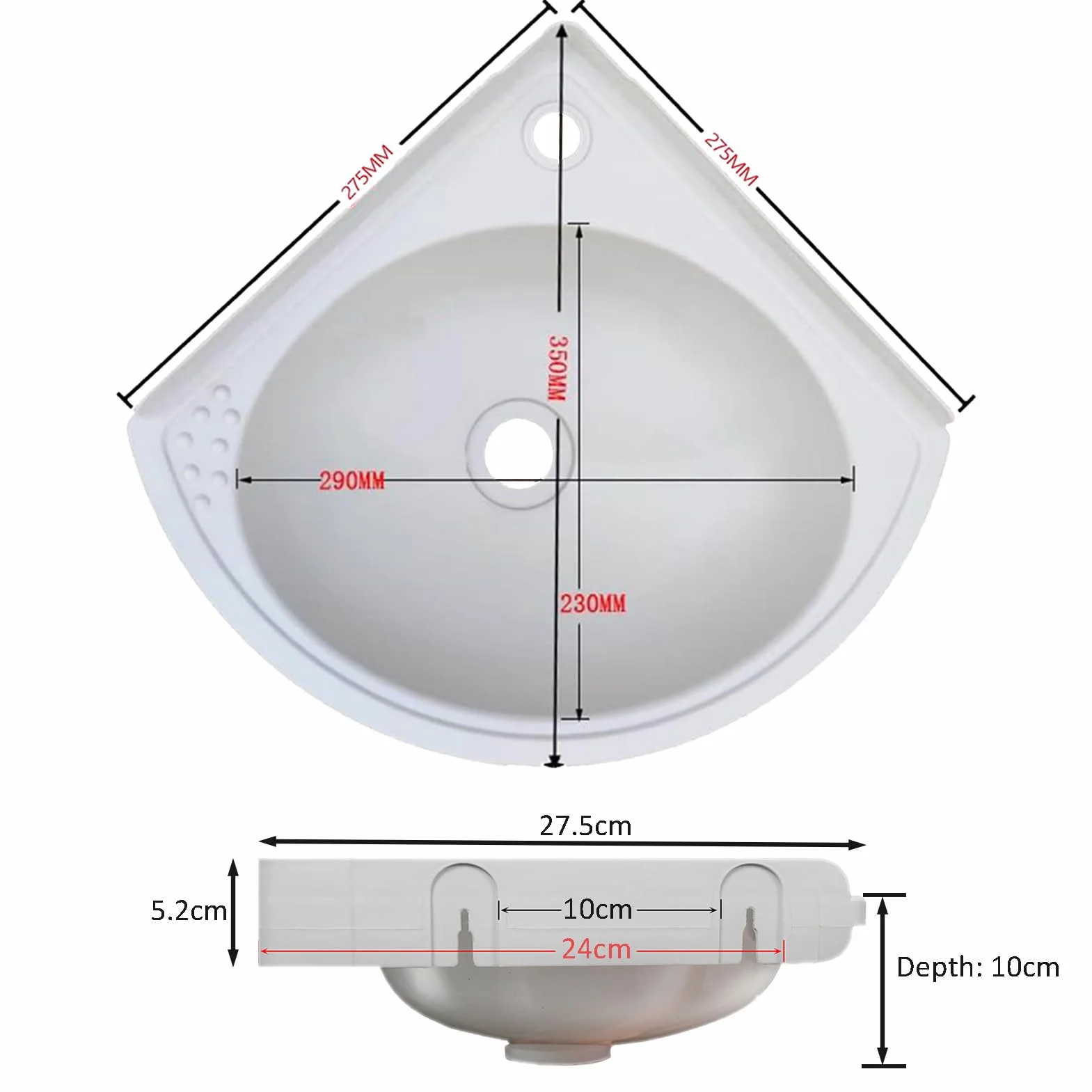 Lavabo de Esquina Plástico Multicolor | Lavabo Pared Compacto para Autocaravana/Jardín | Fregadero de Plástico para Exterior para Sótano/Camping (Fácil instalación)