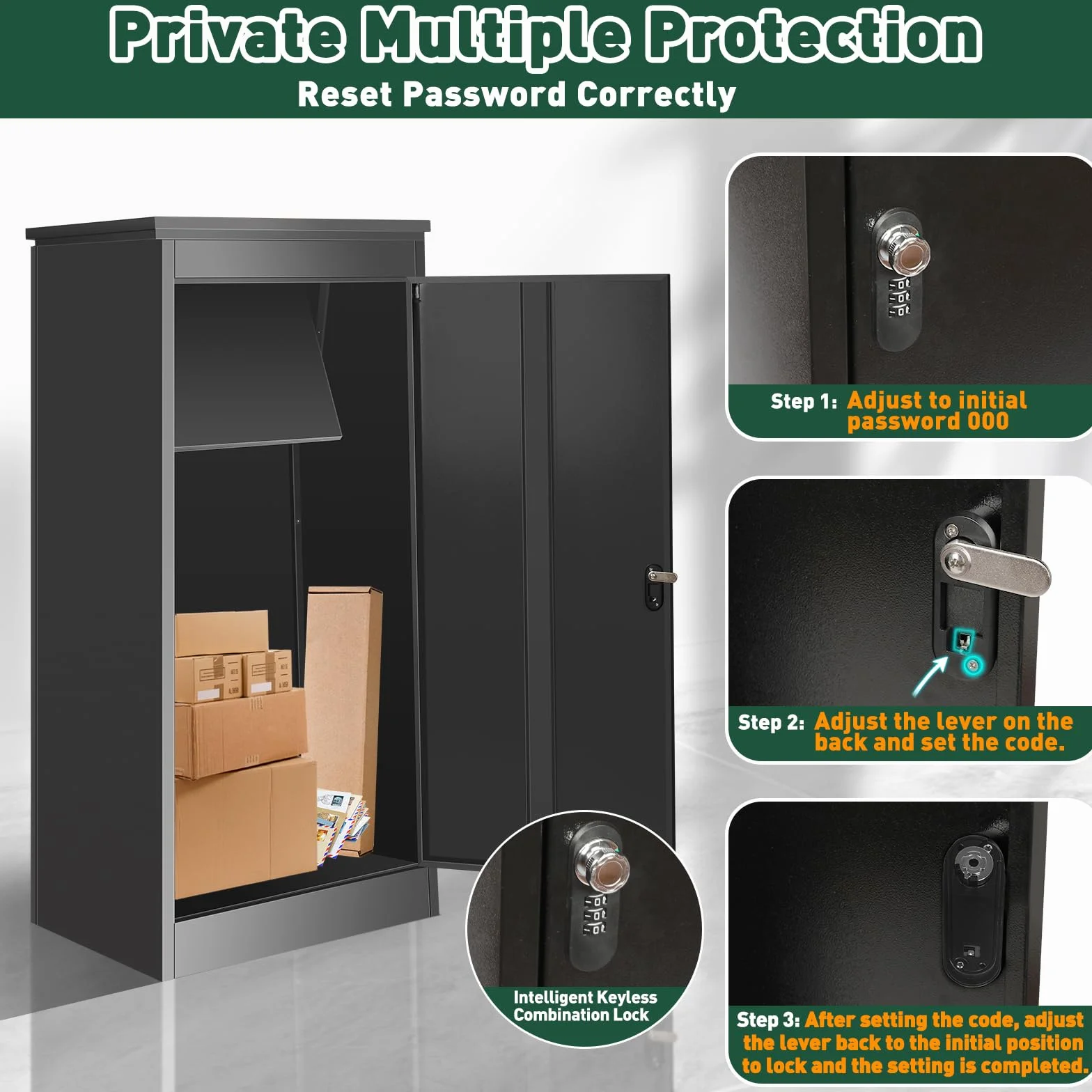 Express Package Delivery Box - Caja para uso exterior, ultraespacio para paquetes con llave, gres, resistente al agua y anticipación de robos (120 cm/50 pulgadas)
