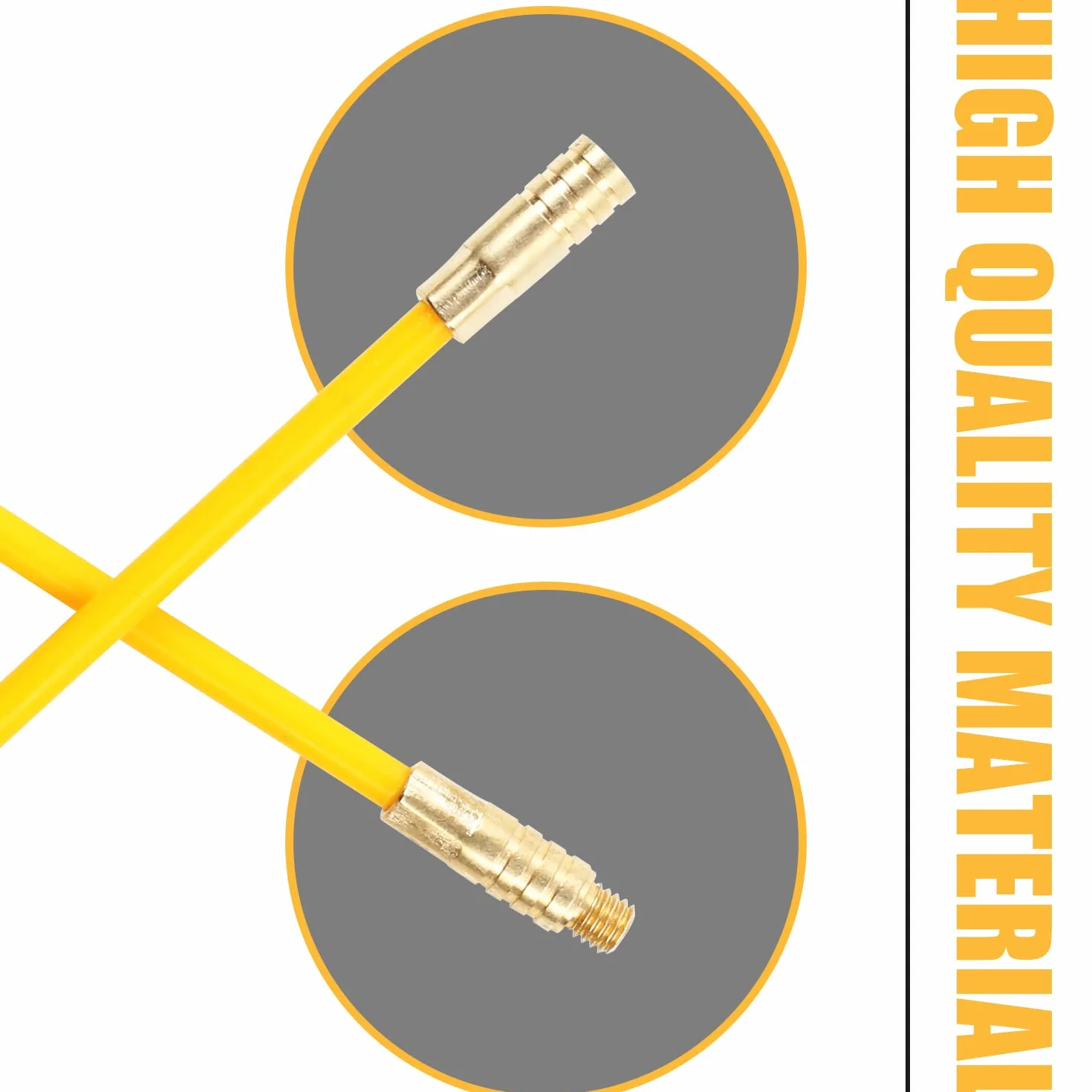 Juego de 10 varillas para cables con muelle guía para instalación de cables y corriente doméstica (330 mm, amarillo)