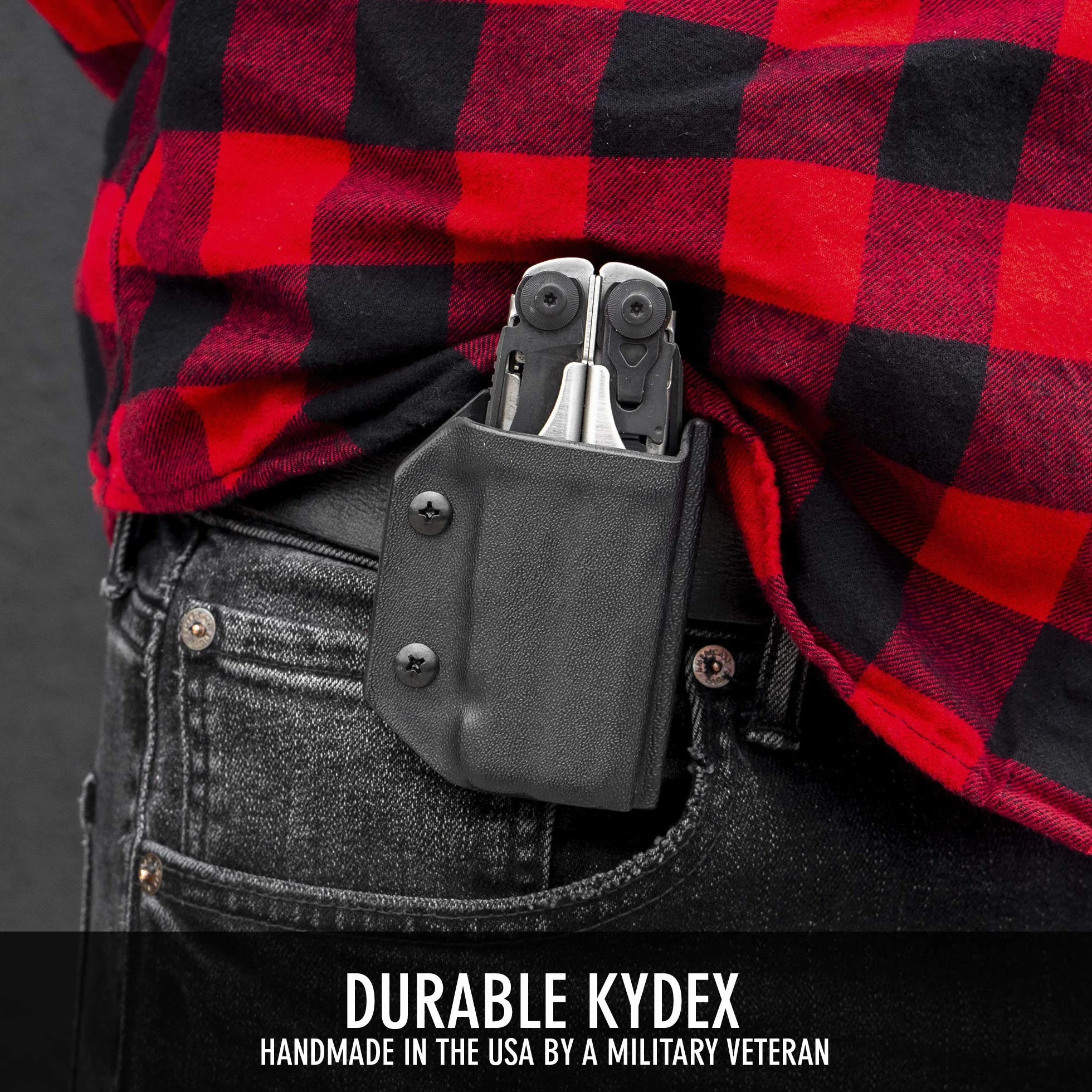 Clip & Carry Kydex - Funda Multiherramienta para LEATHERMAN Surge, Fabricada en Estados Unidos (Multiherramienta no incluida) EDC Multi Herramienta Funda para Soporte (Negro)