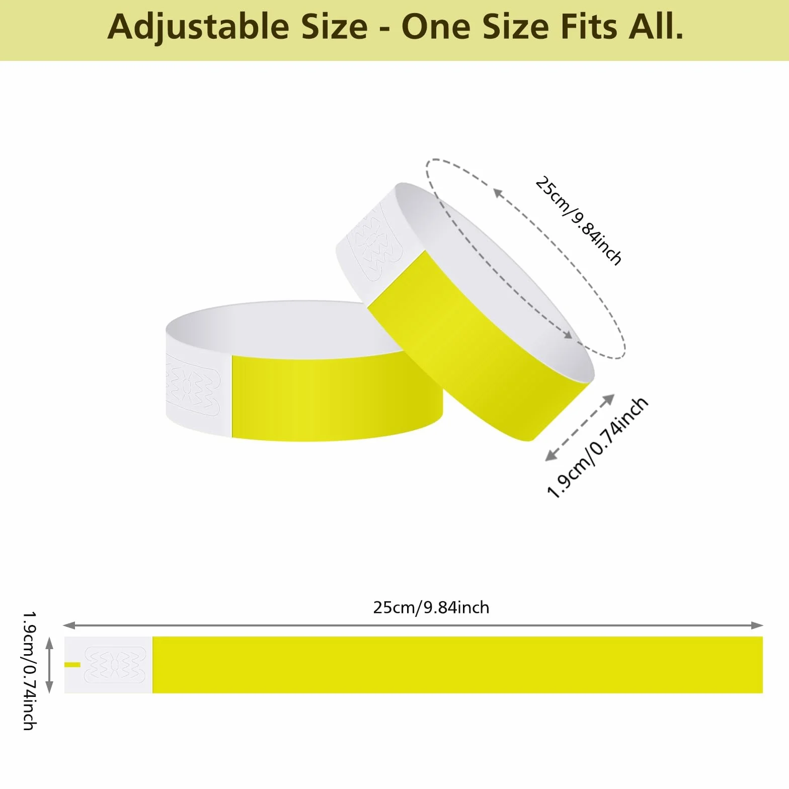ASTARON Pulseras para eventos 400 piezas de papel de neón amarillas impermeables para fiestas clubes concierto