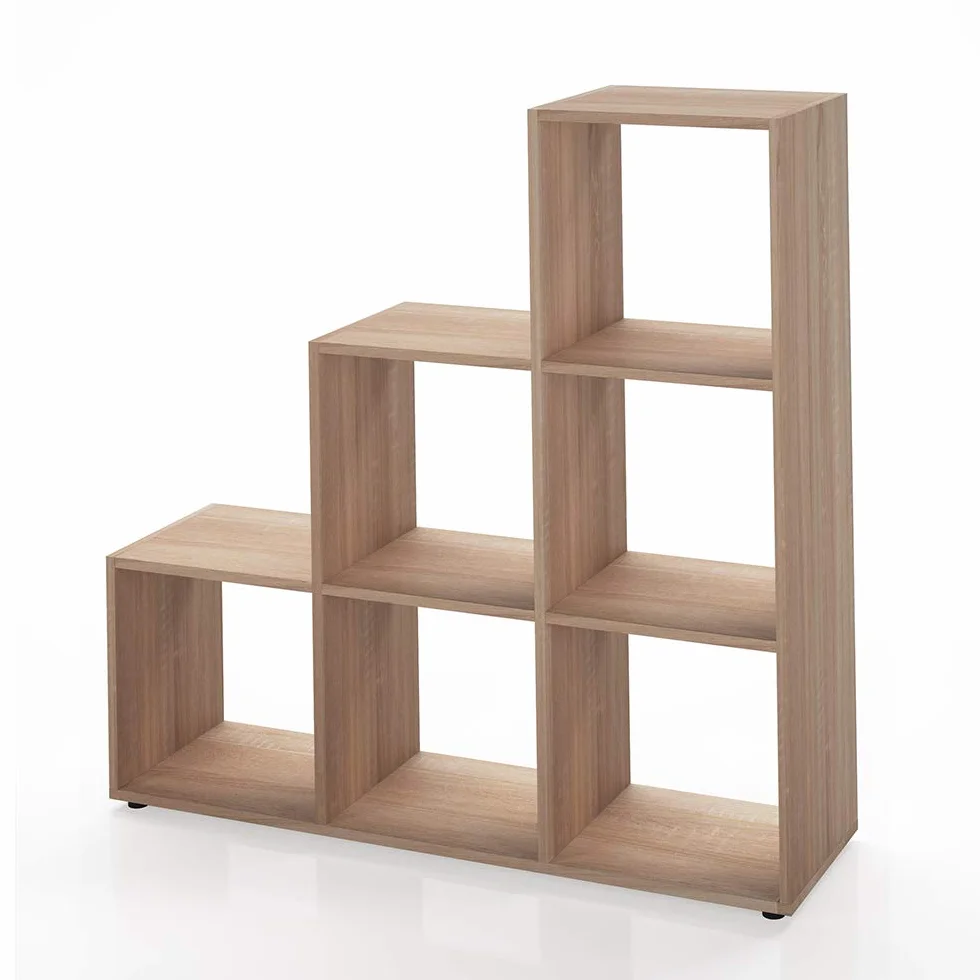 Vicco Estantería escalonada Sonoma 105 x 107.5 cm Separador de ambientes 6 estantes