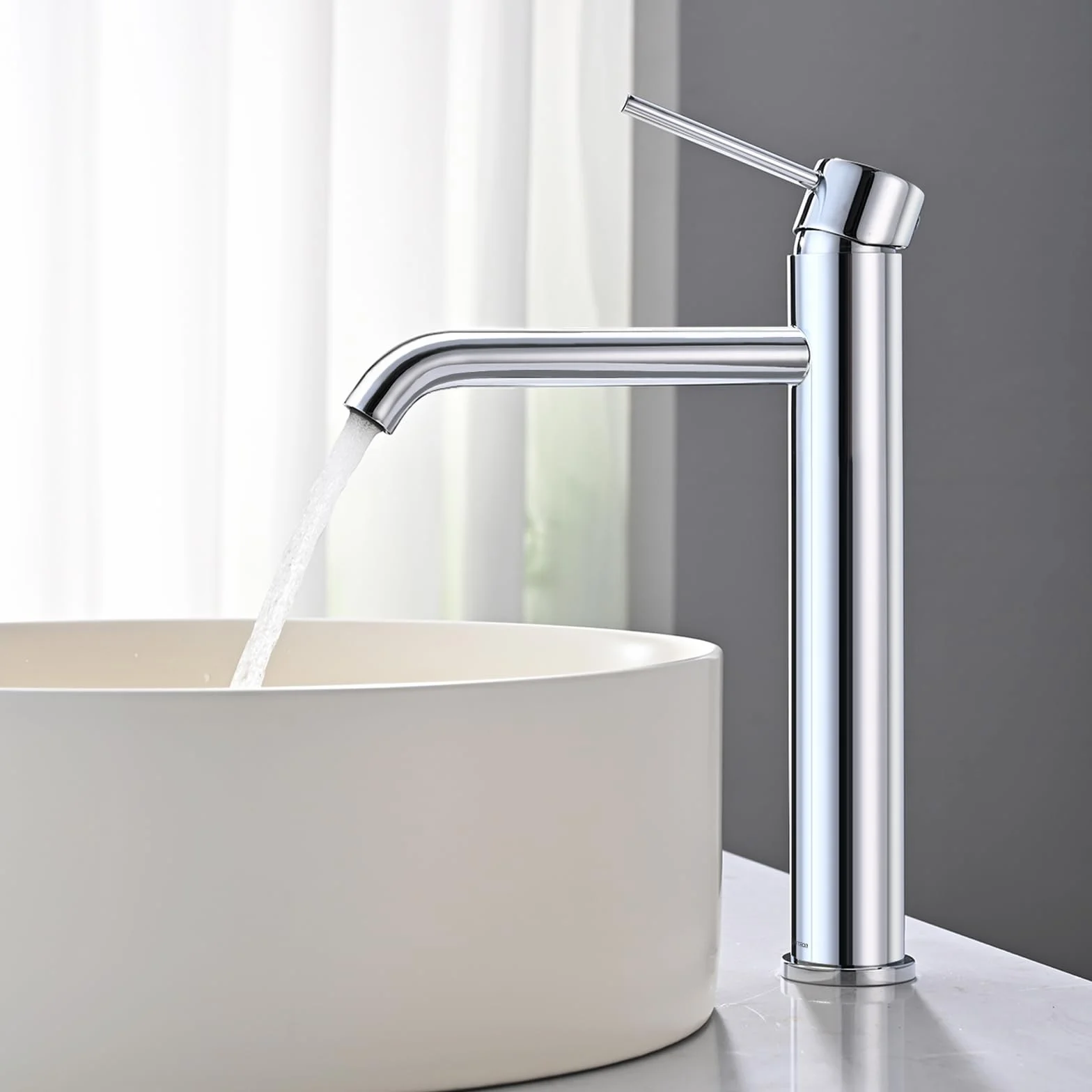 Grifo Lavabo Alto, BuntHaus Grifo Monomando Lavabo Agua Fría y Caliente, Grifos para Lavabo de Encimera, Grifos Mezclador de Baño de Acero Inoxidable 304, Aireador Extraíble, Sin Plomo, Cromado