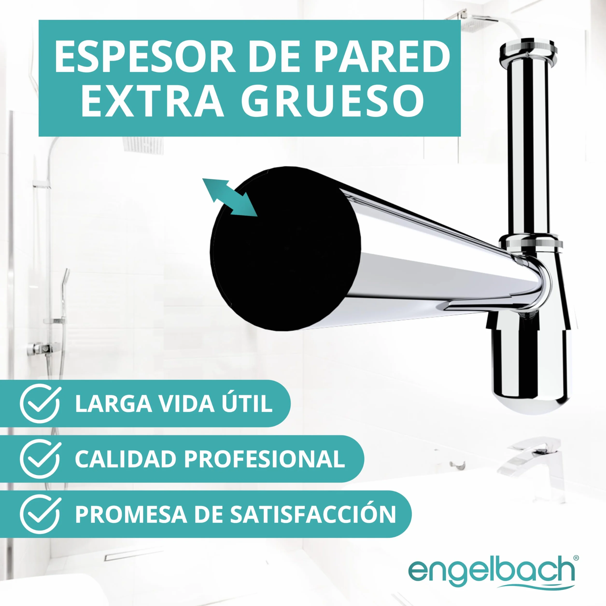 Engelbach Sifón Lavabo Universal Flexible 1 1/4" Cromado Antiolores