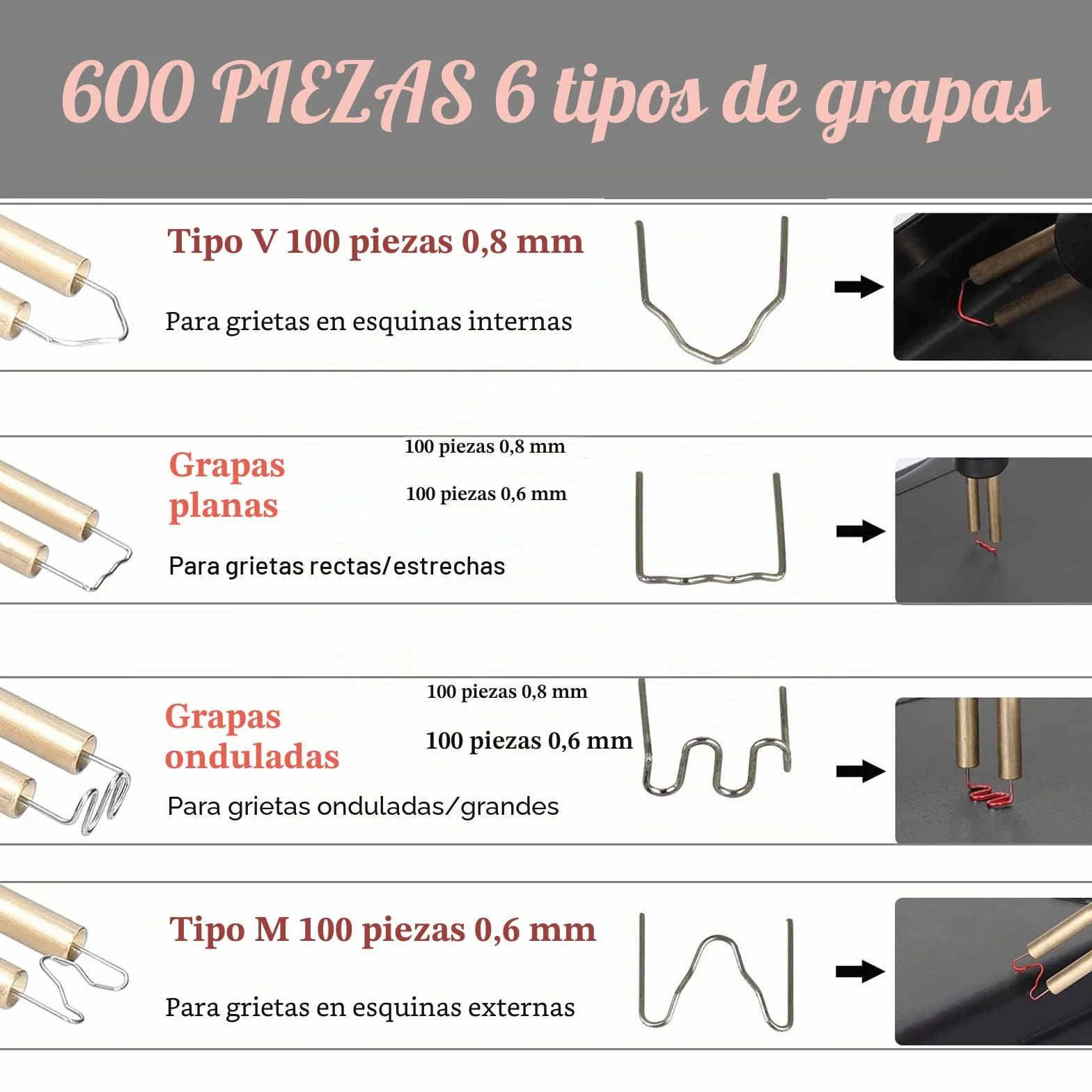 220W Soldador de Plástico,2 en 1 Kit Soldadora de Plastico&Soldadura Plástico,Kit Reparación de Plásticos con 800 pcs Arapas&64pcs Varillas Soldadura para Parachoques de Coche la Mayoría de Plásticos