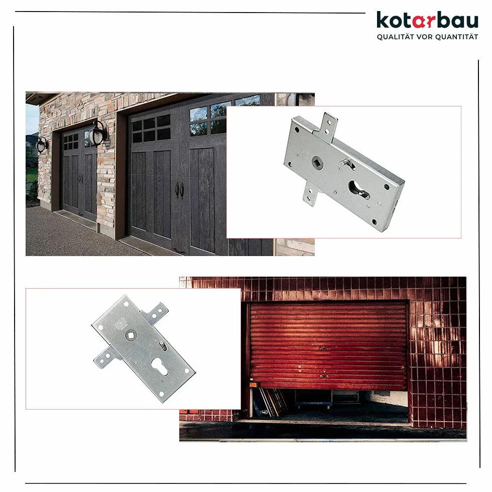 KOTARBAU® Cerradura para puertas de garaje batientes, puertas de entrada a almacenes, rejas, Cerradura de embutir, Cerradura para puertas y portones 60 mm, Cerradura para portones y puertas de acceso