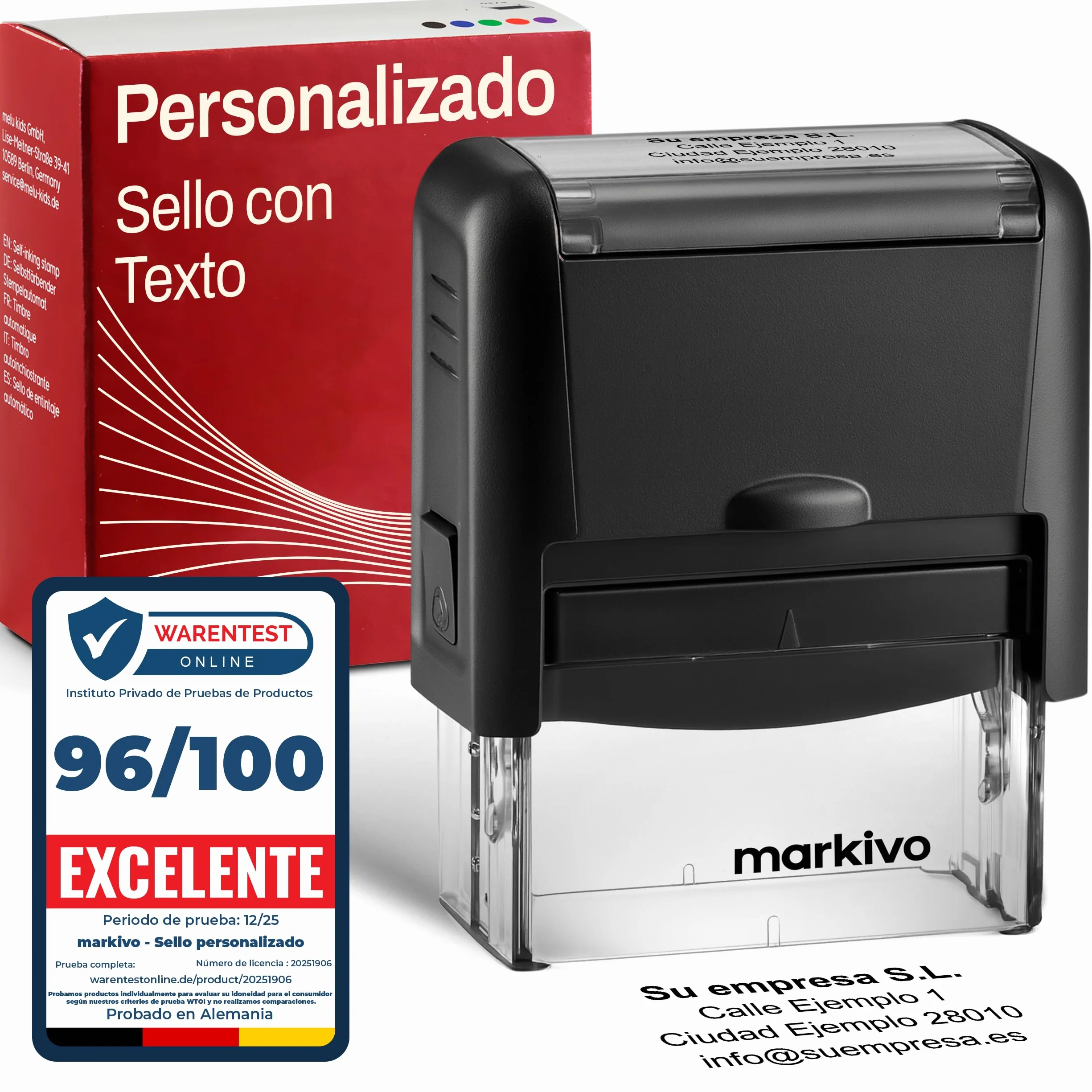 Sello Personalizado 47×18 mm para Empresas, Oficinas y Médicos – Negro (M)