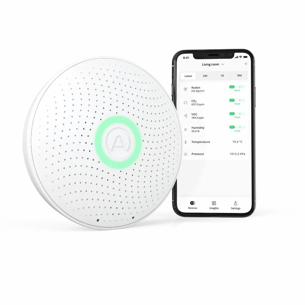 Airthings 2930 Wave Plus Monitor Radón Calidad Aire CO2 COV Presión Humedad Temperatura