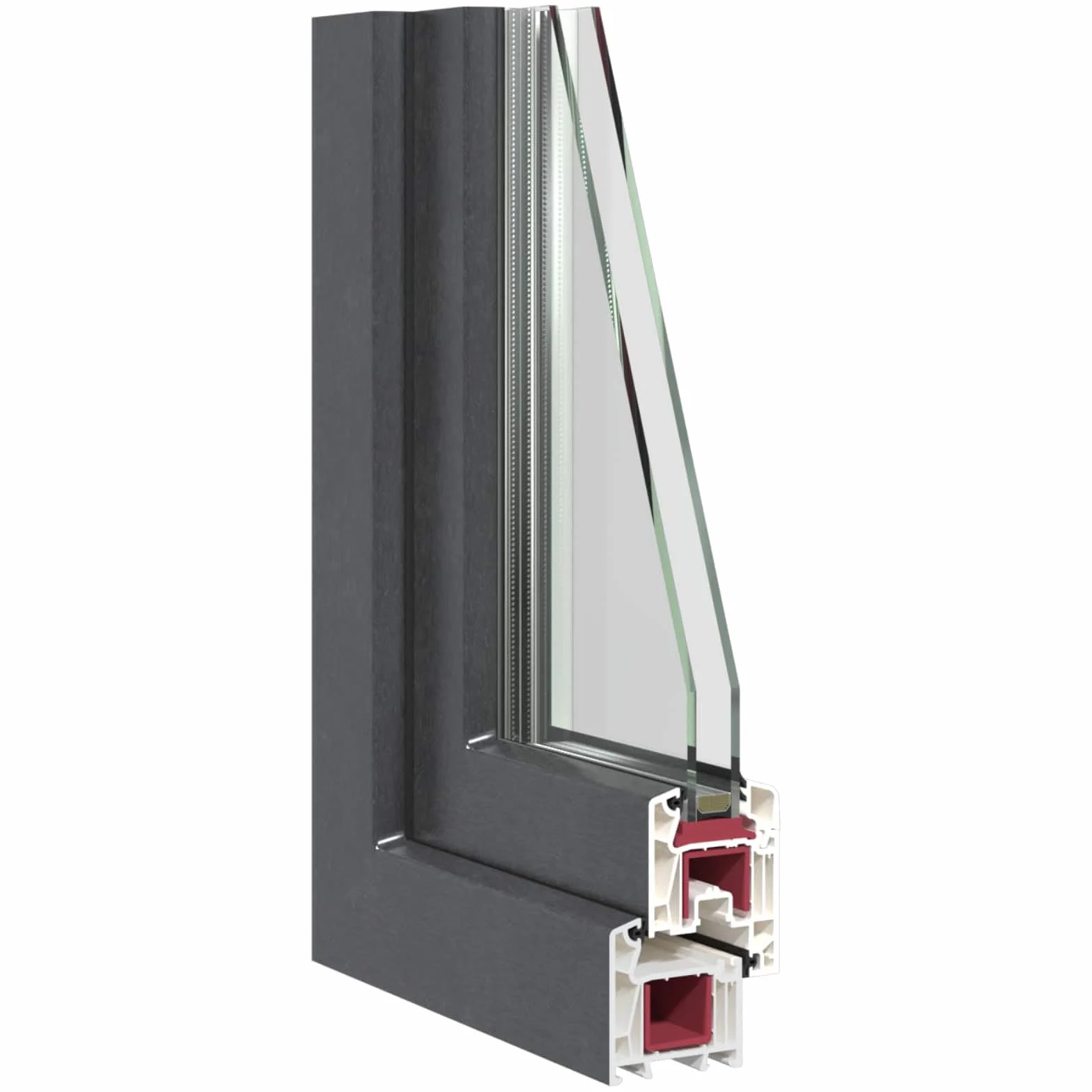 vidaXL Ventana de sótano RISOR 60 x 80 cm PVC y Vidrio Gris Antracita, Sótano, Aislante Térmico Moderno y Duradero para Ventanas Eficientes, Accesorios de Vidrio PVC Aislantes