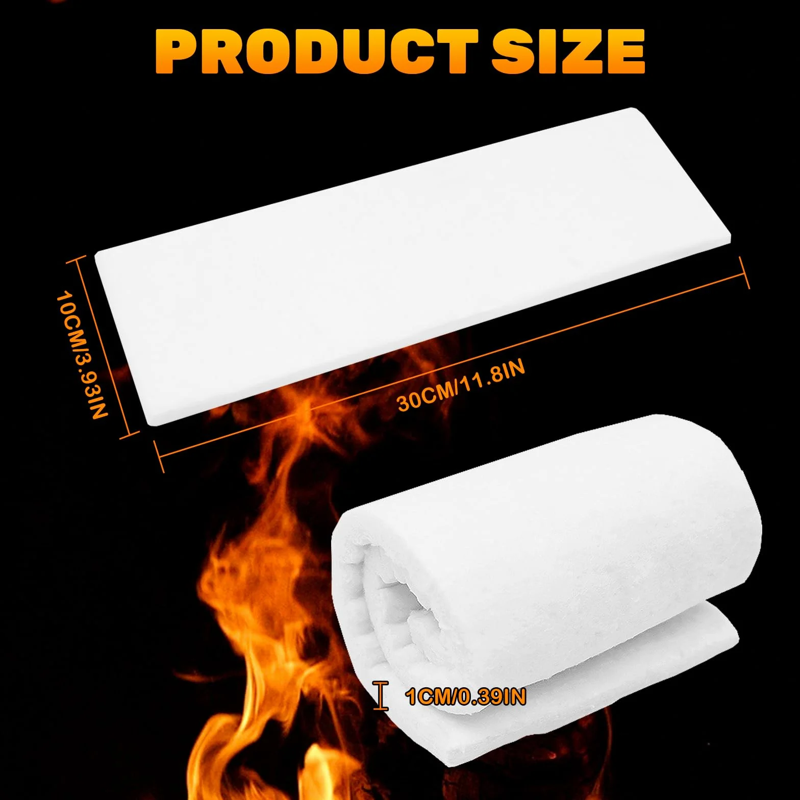 Lana de Cerámica para Bioetanol, 6 Piezas Fibra Cerámica Recortable para Chimeneas, Esponja para Quemador de Etanol/Gel, 30x10x1.3cm (12"x4"x0.5") Blanco