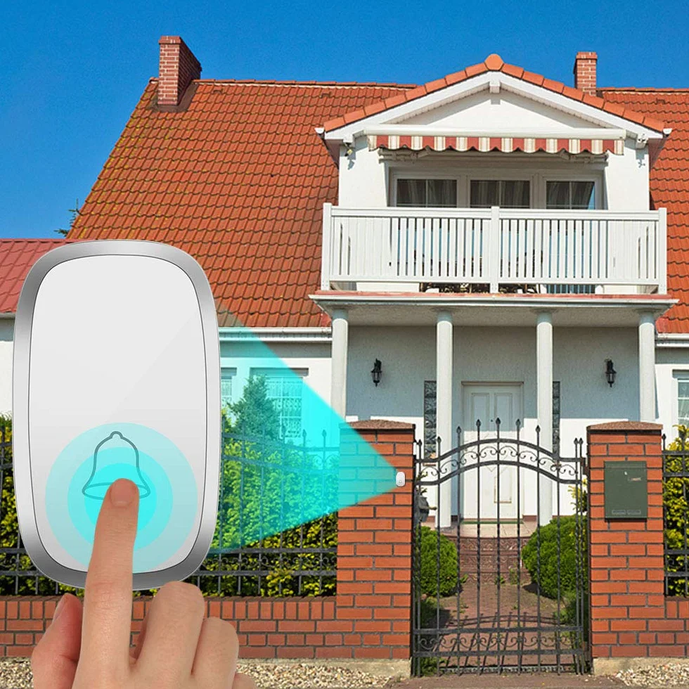 Timbre Inalámbrico Impermeable para Puerta, Receptor y 1 Transmisor, 300m, Blanco