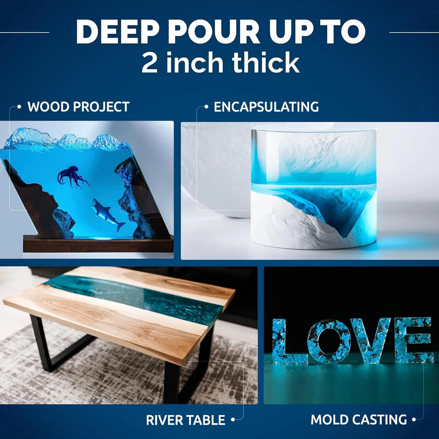 CRAFT RESIN 6L Resina Epoxi de Vertido Profundo – Capa Gruesa de Hasta 8 cm en un Solo Vertido – Resina Epoxi Transparente para Bricolaje, Arte, Mesas Río, Madera, Azulejos, Coladas Huecas y Moldes