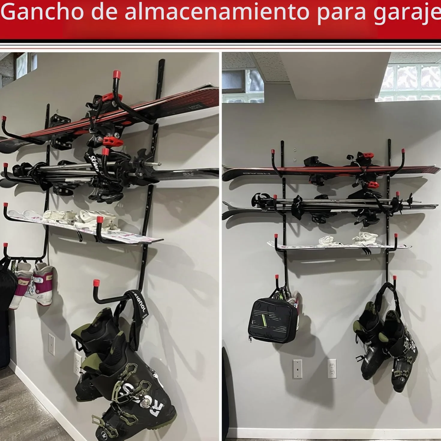 Ganchos de almacenamiento resistentes para garaje, colgador de almacenamiento de escaleras de 25 cm para montaje en pared para escalera, bicicleta, herramientas de jardín, silla plegable, pala