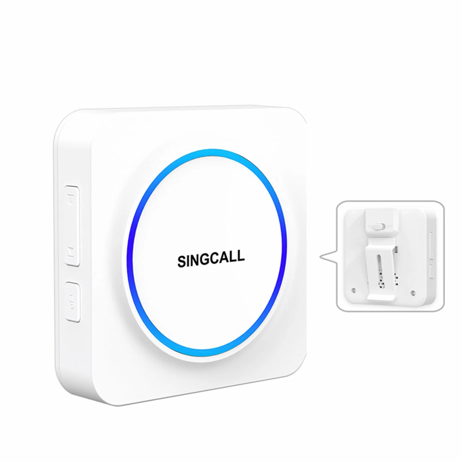SINGCALL Receptor LED Portátil Recargable Inalámbrico con 32 Tonos, Volumen Ajustable 0-100dB & Memoria, para Hogar/Garaje/Apartamento/Residencias de Mayores/Hospitales,1 Receptor LED Portátil
