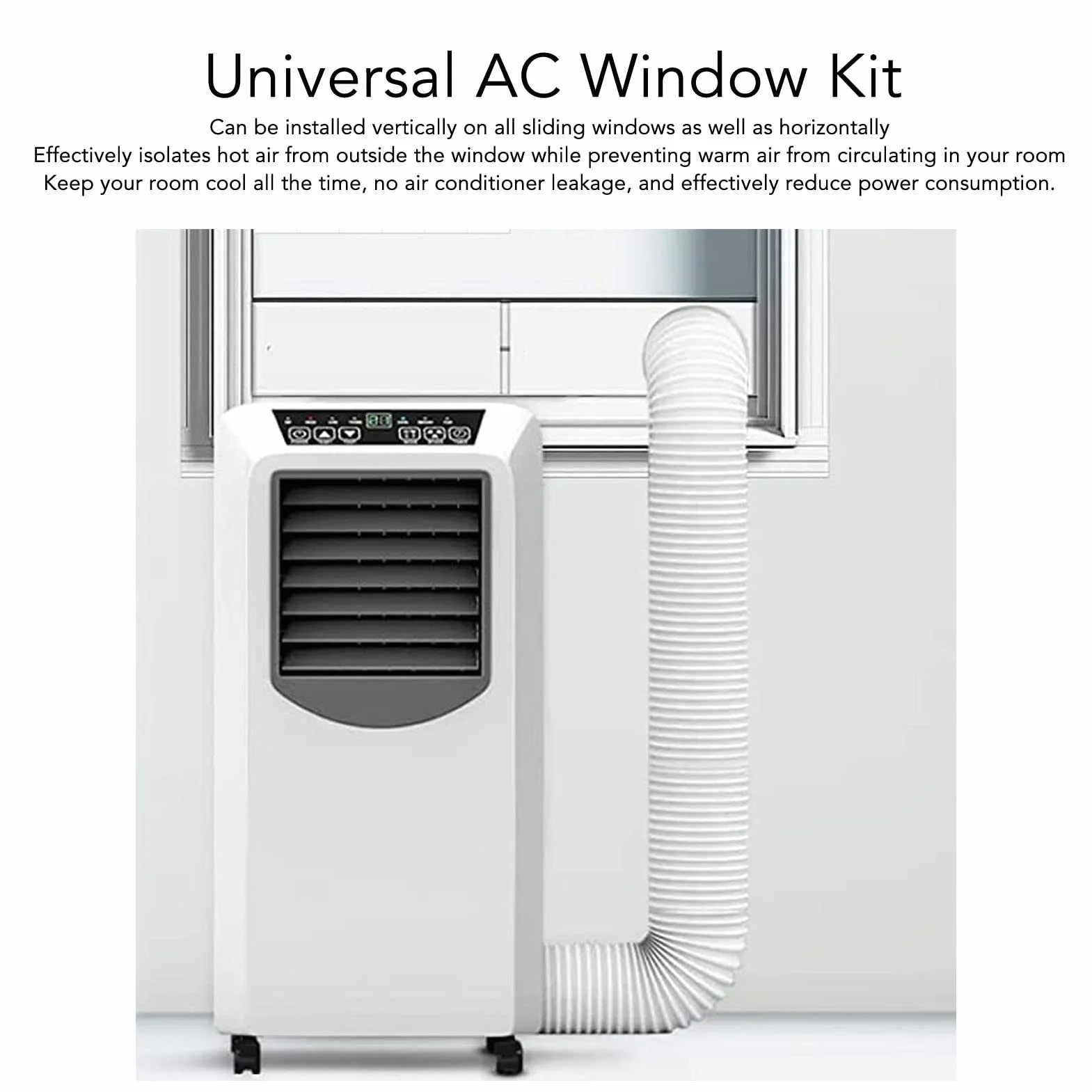 Kit De Ventana De Aire Acondicionado Portátil De 4 Piezas, Kit De Ventilación De CA Deslizante De PVC Para Manguera De Escape, Paneles De Sellado De Ventana Ajustables De 16.9 A 55 Pulgadas