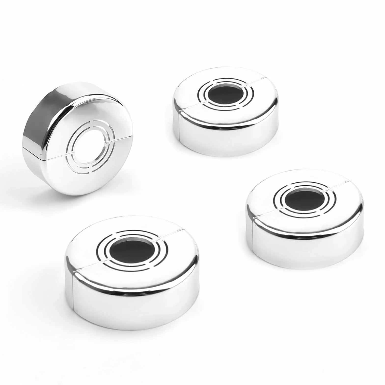 Embellecedor Grifos 4 Piezas 3 Tamaños 60 mm Plateado Extraíble Orificio Ajustable