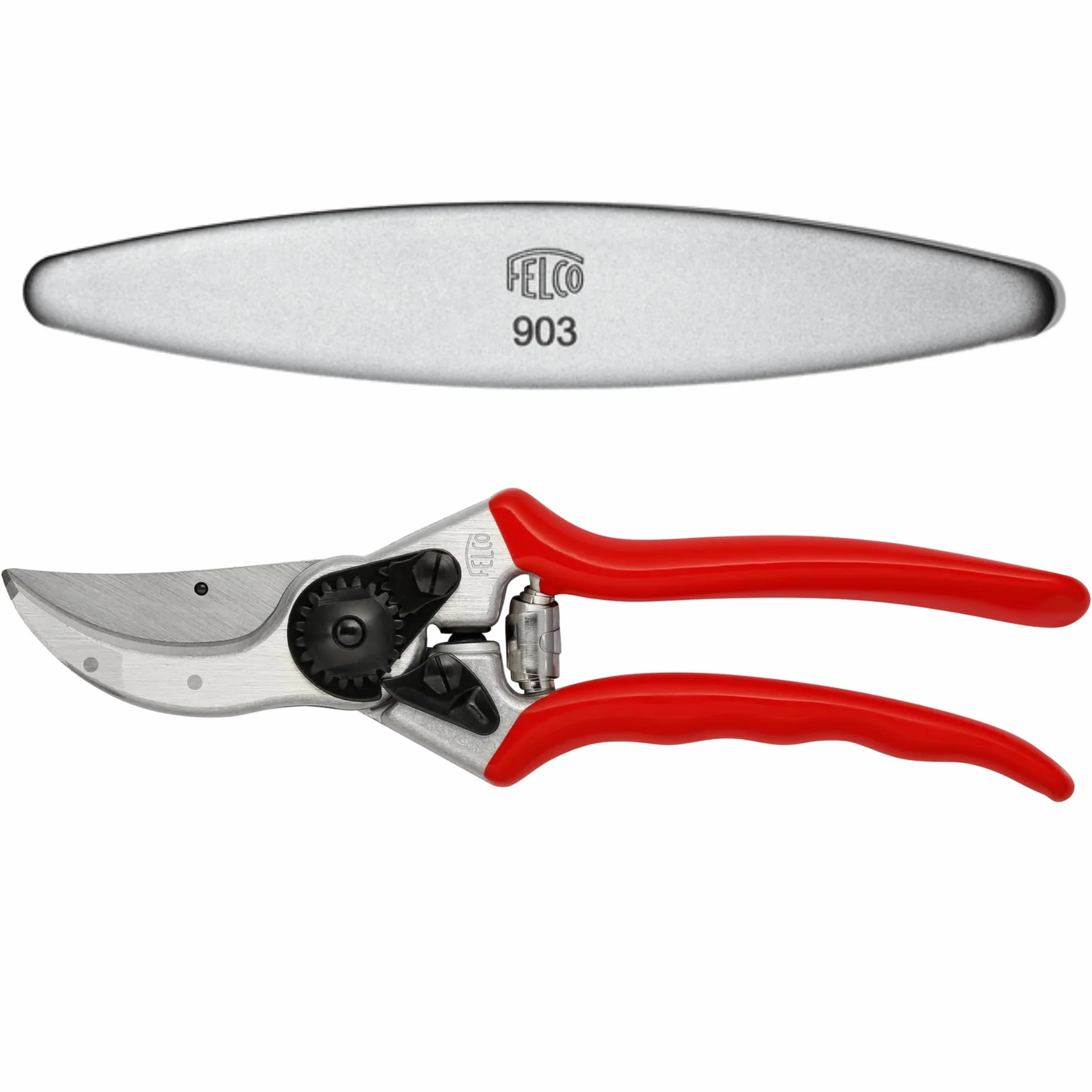 FELCO 2 Tijera de Podar Profesional Bypass 25 mm para Mano Derecha con Piedra de Afilar Diamantada FELCO 903 para Mantenimiento Preciso y Filo Duradero