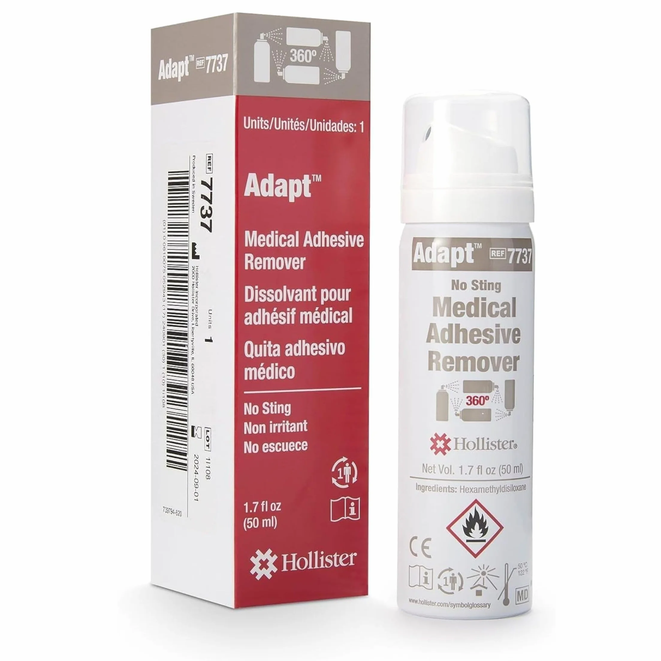 Hollister Adapt - Removedor de adhesivos médicos, sin picadura, 360 ° spray 1.7 oz