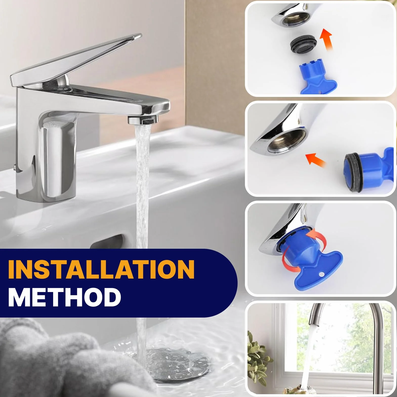 5 llaves de aireador de grifo para llave de perlator y 1 pieza de descalcificador de grifos para un cuidado óptimo de los perladores de baño y cocina (M16.5, M18.5, M21.5, M22.5, M24)
