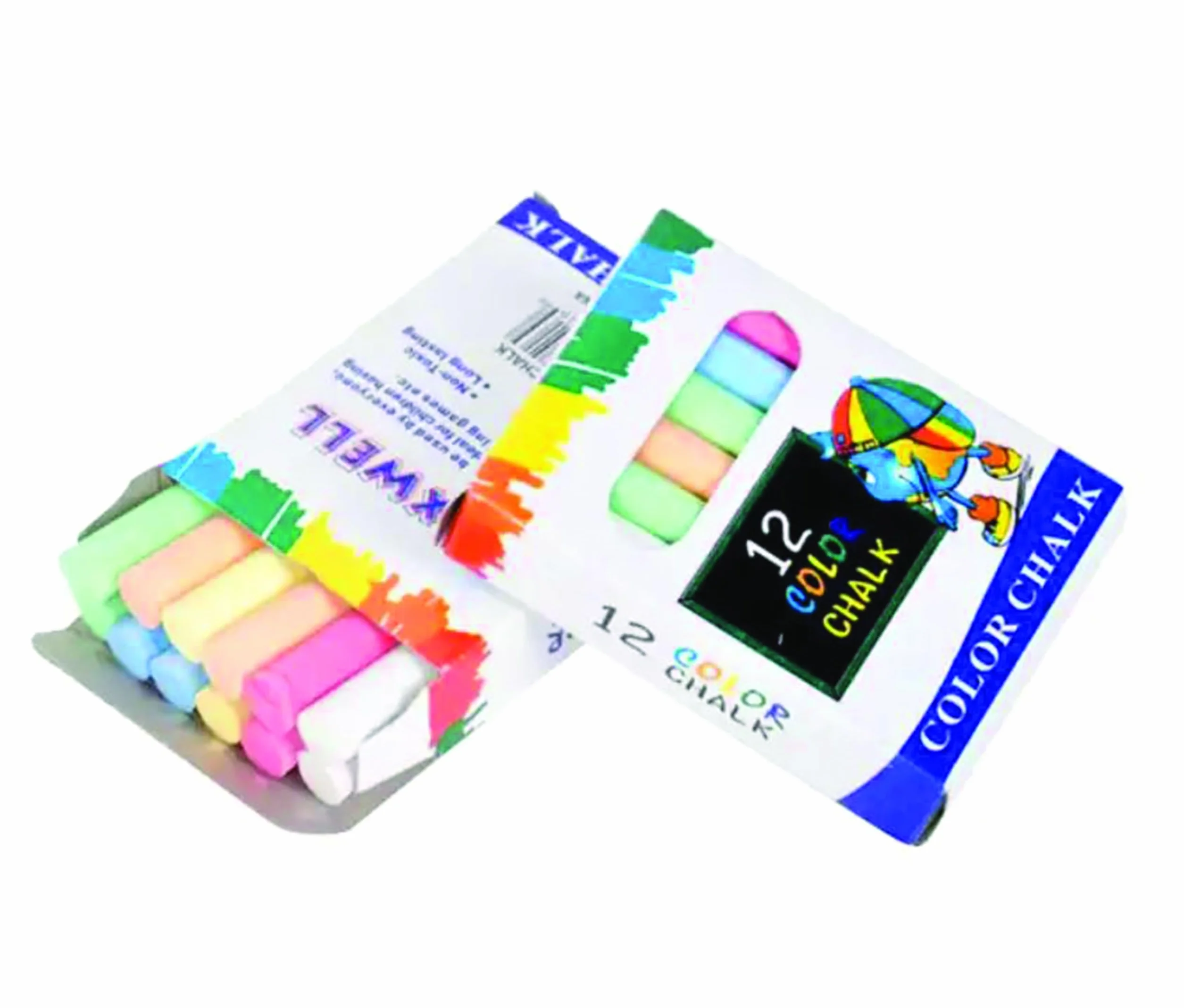 PARENCE Set de 12 tizas de colores para pizarra 8cm blanco rojo azul verde naranja amarillo