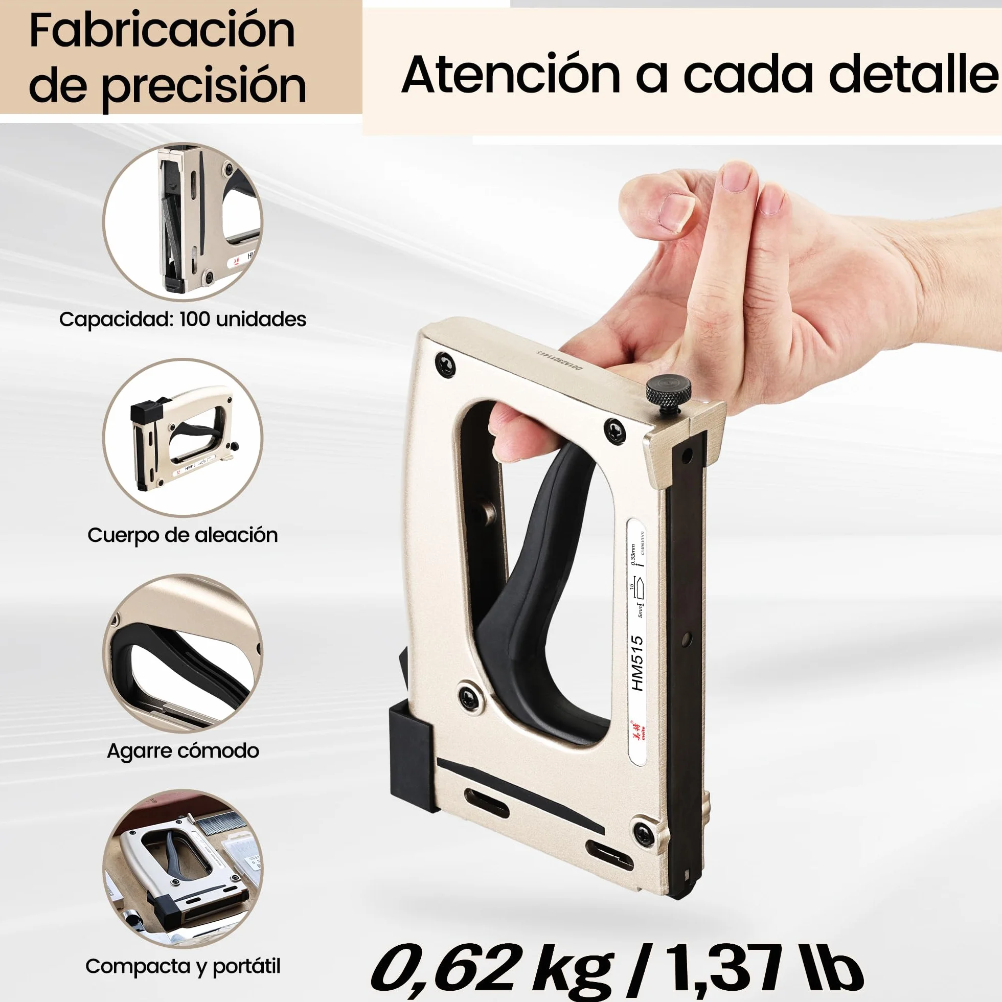 meite HM515 Grapadora para Marcos de Cuadros con 1.000 Puntas Flexibles, Manual Frame Point Driver, Herramienta para Enmarcar Cuadros, Manualidades y Marcos de Fotos