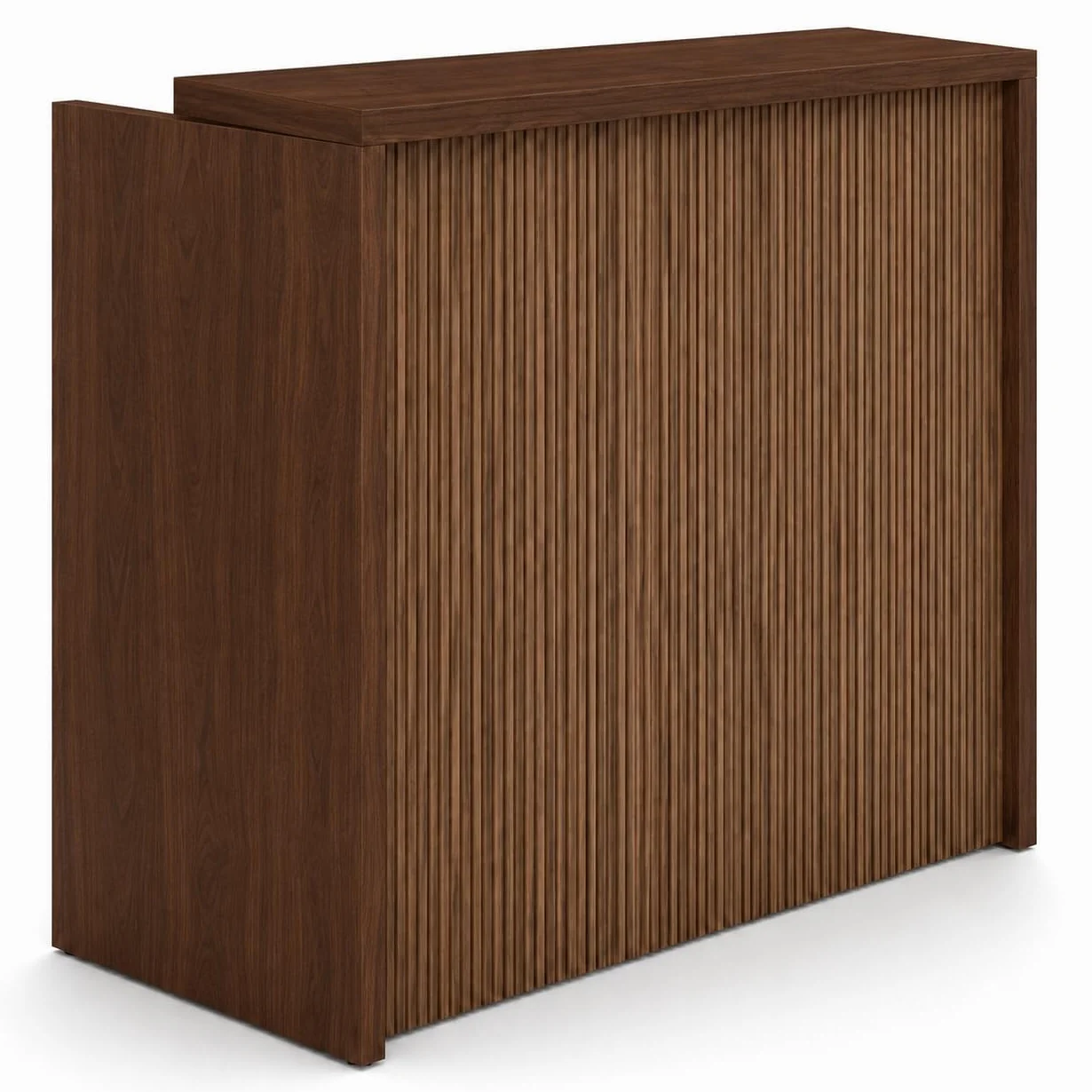 Mesa Mostrador de Recepción Compact Milos 100cm Nogal Efecto Listones