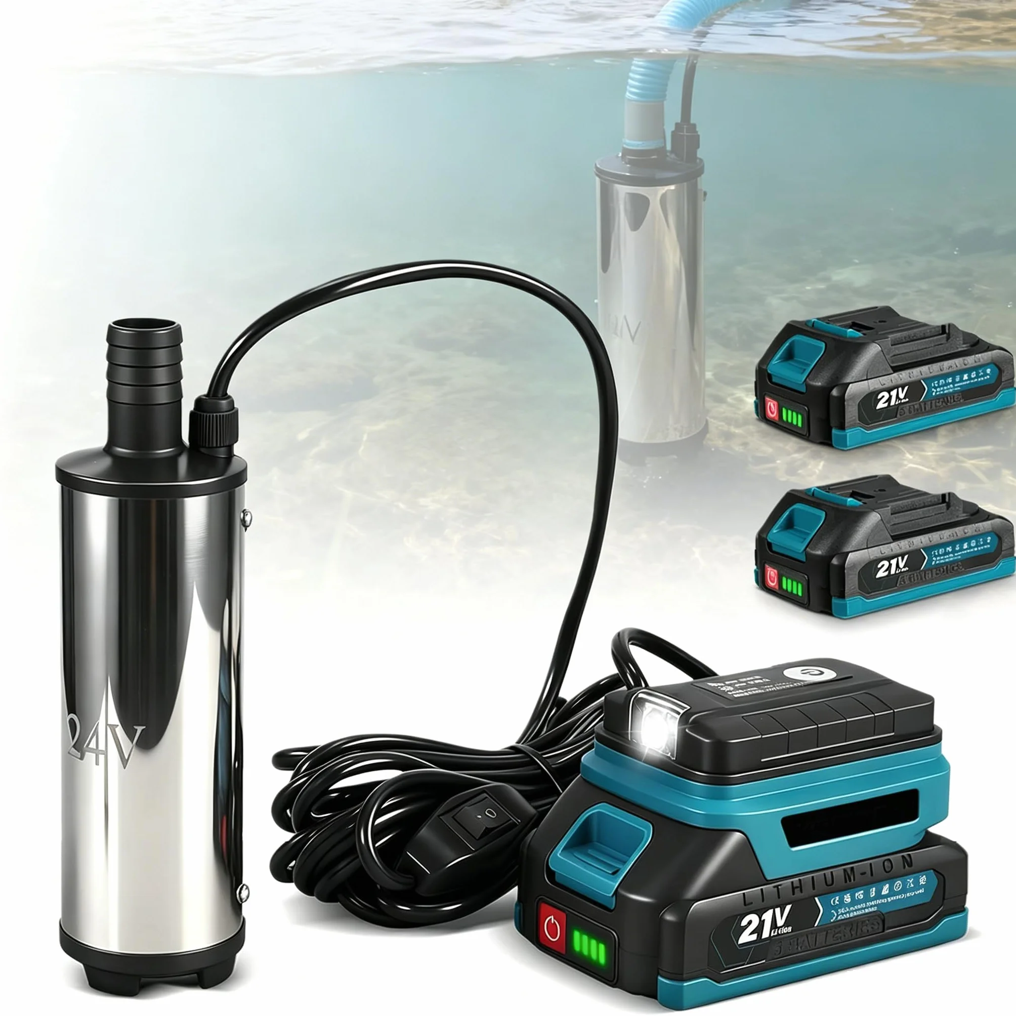 Bomba de agua a batería 18V 60W 80-150 L/min para limpieza riego jardín