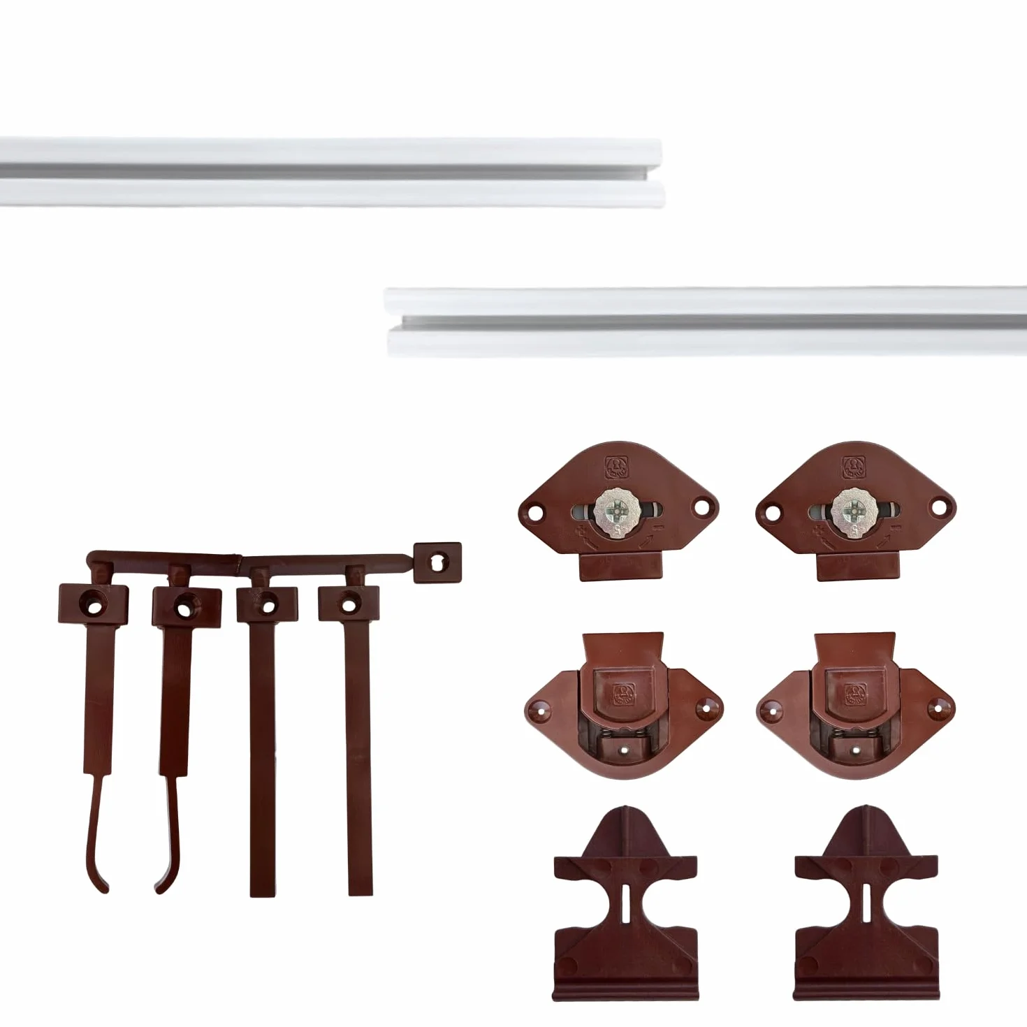 EVOTRADE Sistema de Herrajes para Puertas Corredizas para 1 o 2 Puertas "Junior4" - Riel de 2 METROS + Carros - Color a Elección - Peso Máximo Puerta 55KG (1 Puerta, Riel Blanco)