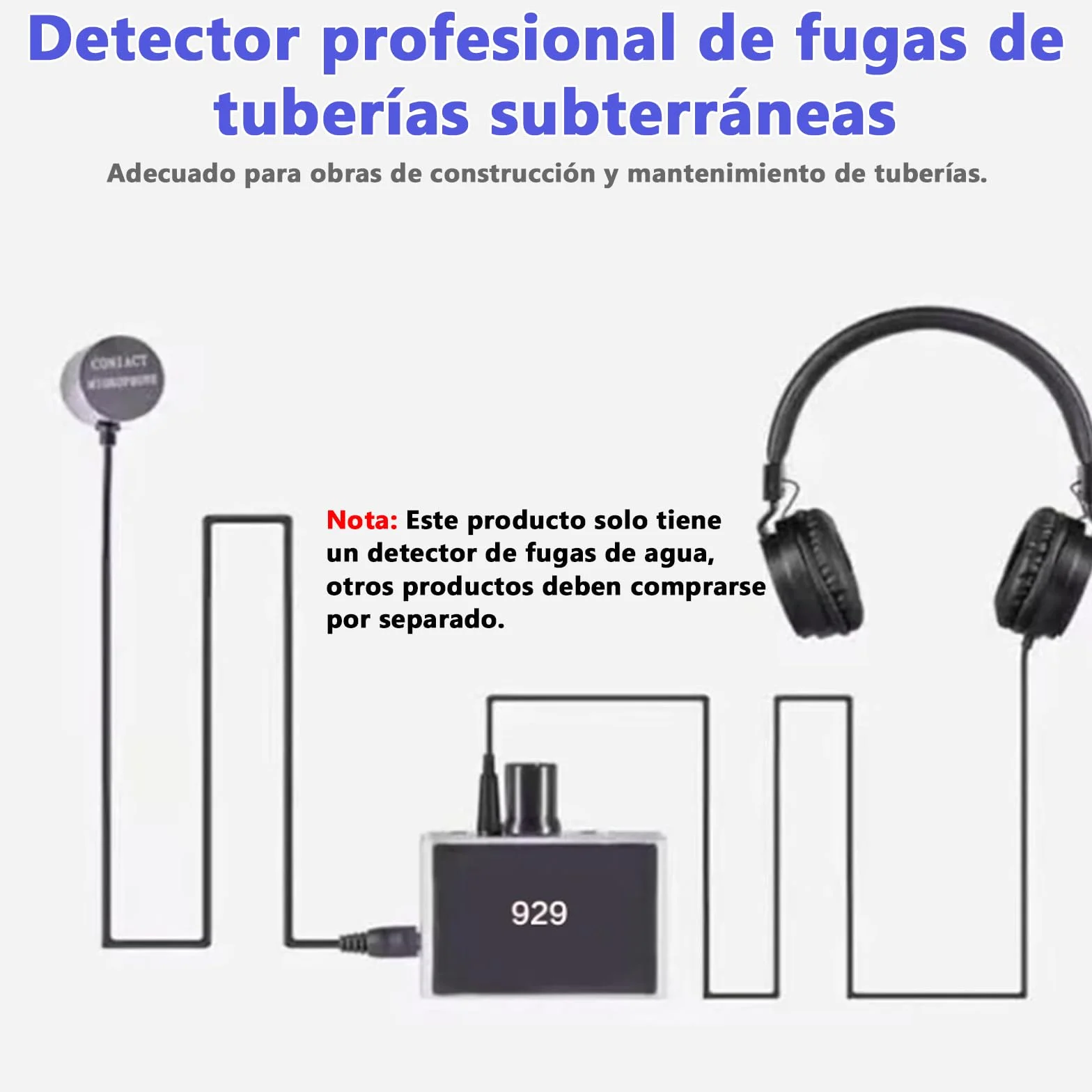 Detector de Fugas de Agua Amplificador de Sonido 2000x para Tuberías