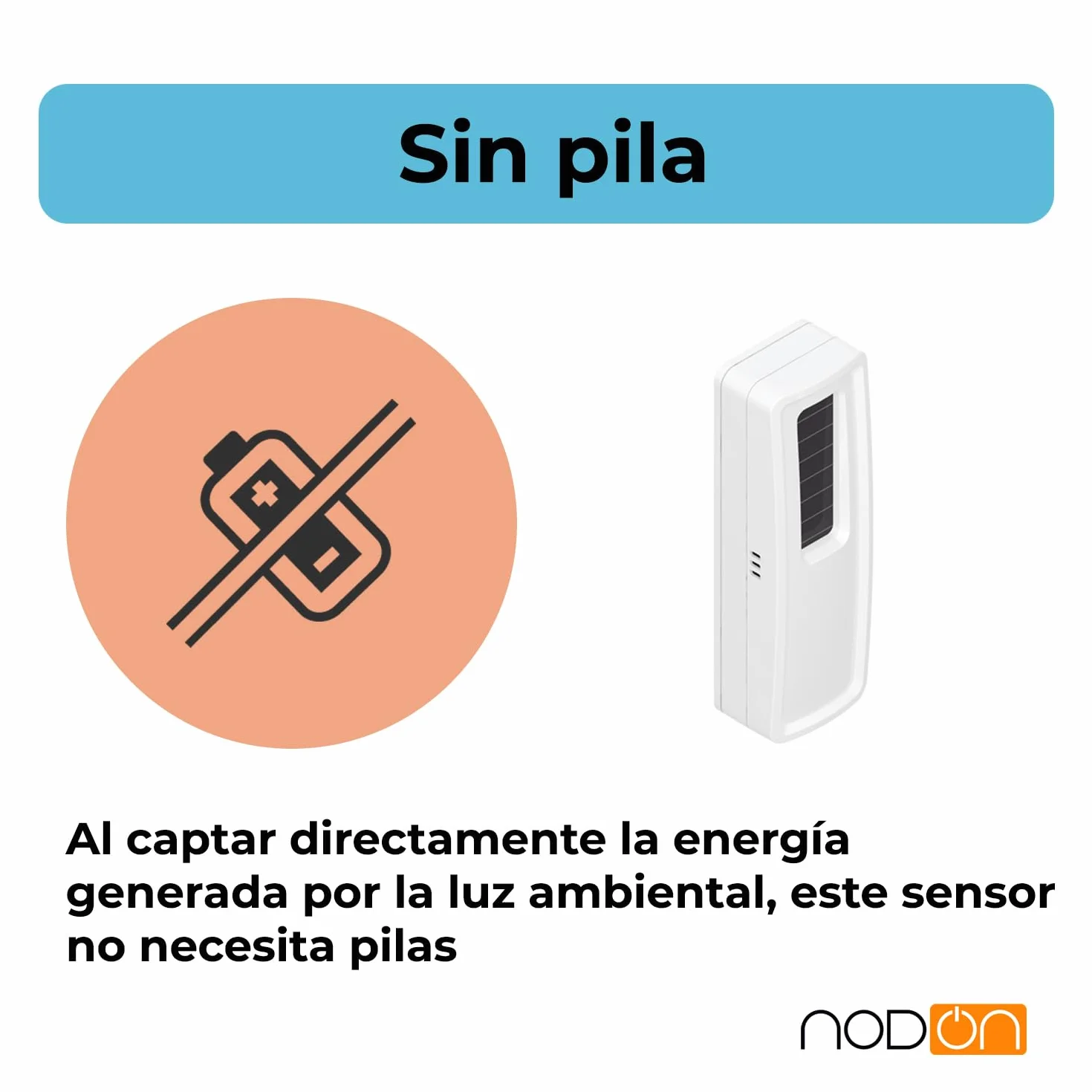 NodOn - EnOcean - Sensor de temperatura sin pilas, inalámbrico, sin mantenimiento, fácil de instalar, discreto, pila opcional, compatible con Jeedom, eedomus y MyUbiwizz