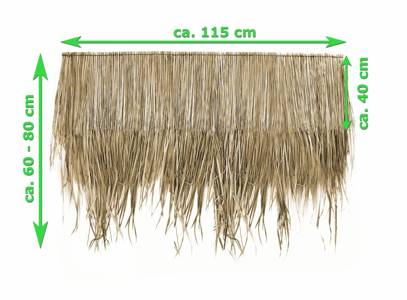 Panel natural para tejado de palma (115 cm) tejado exótico, refugio jardín, gazebo, sombrilla pergola (12111)