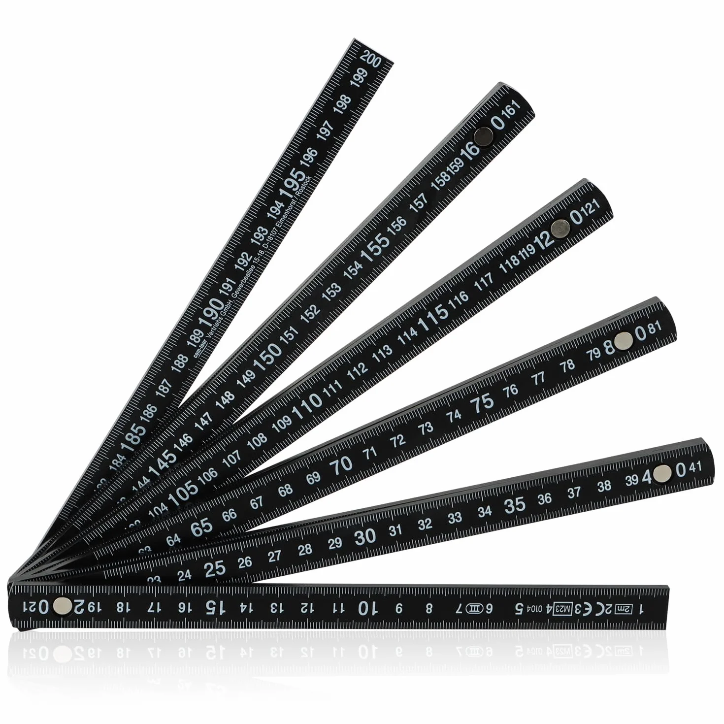 com-four® 10x metro plegable de plástico, regla de 2 metros con escala en centímetros, herramienta para taller y construcción (10x blanco y negro - 2 metros)