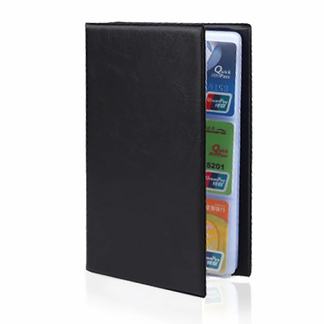 Porta tarjetas de presentación de PVC para 120 tarjetas, almacenamiento multiusos, ideal para guardar tarjetas de visita, tarjetas de fidelización, tarjetas de crédito, etc., color negro.