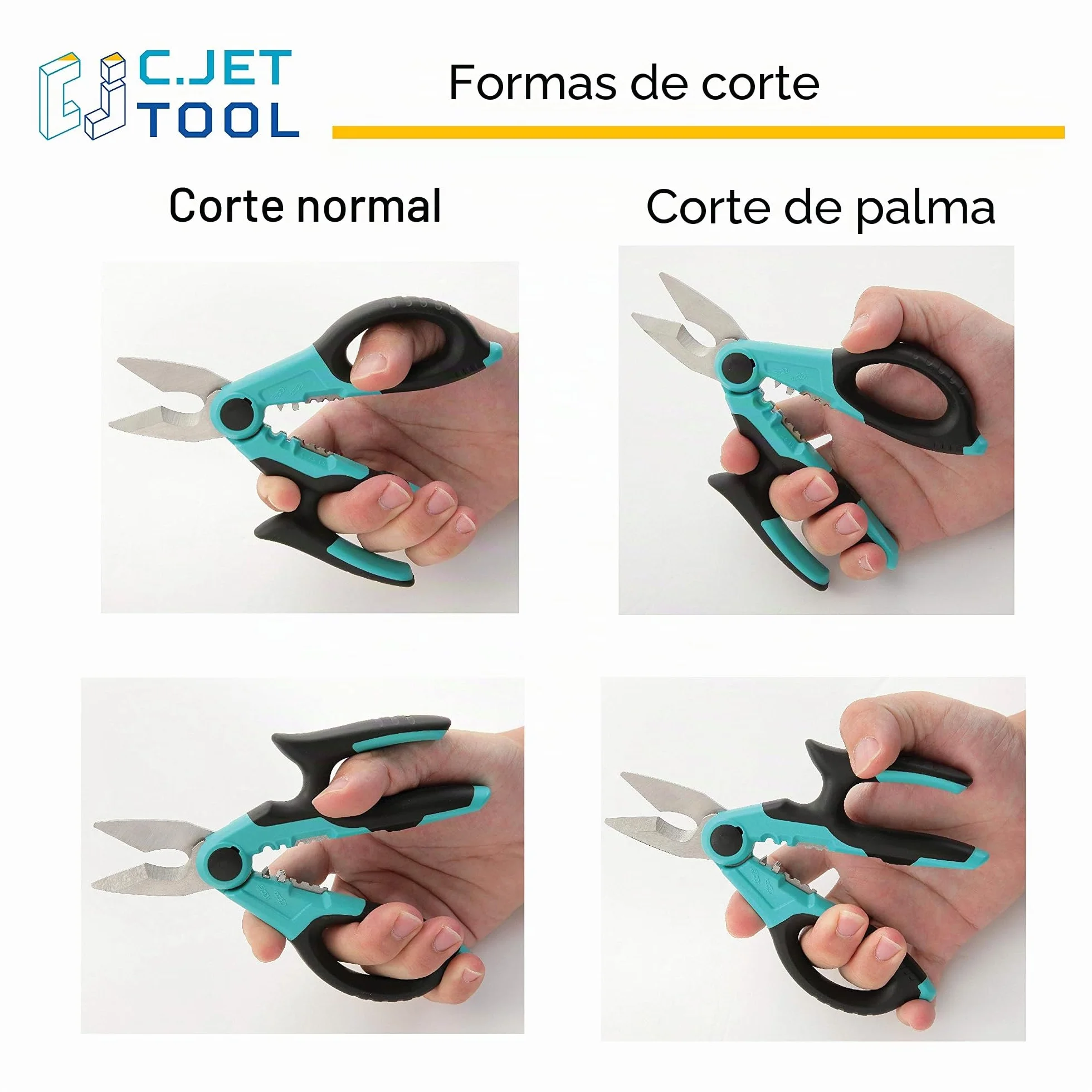 C.JET TOOL Tijeras Electricista Profesional, 170 mm/7" de acero inoxidable, diseño multi-agarre de aluminio de cobre cable suave