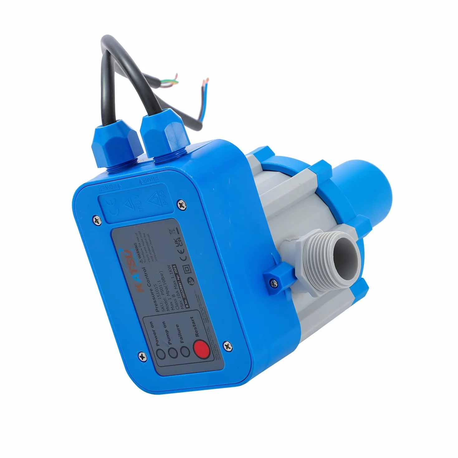 KATSU Automática Interruptor de Control de Presión de Bomba de Agua, Controlador de Presión Electrónico para Bombas Vortex y de Jardín, Bomba de Agua Limpia 151015