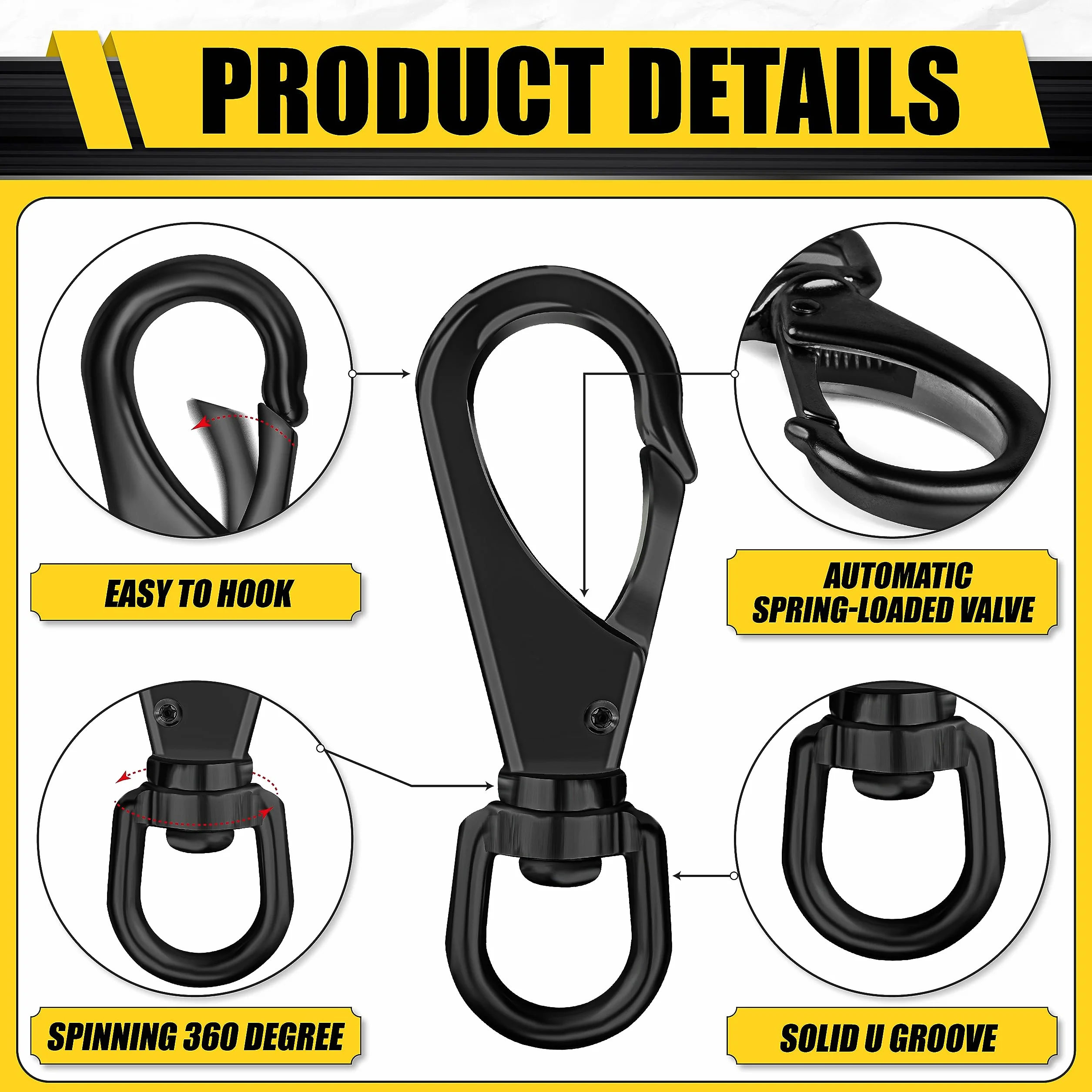 [Extra resistente] 2 broches giratorios de acero inoxidable de 4.6 pulgadas, capacidad de 220 libras, clips giratorios multiusos, ideales para marinos, deportes, equipajes, mascotas, columpios,