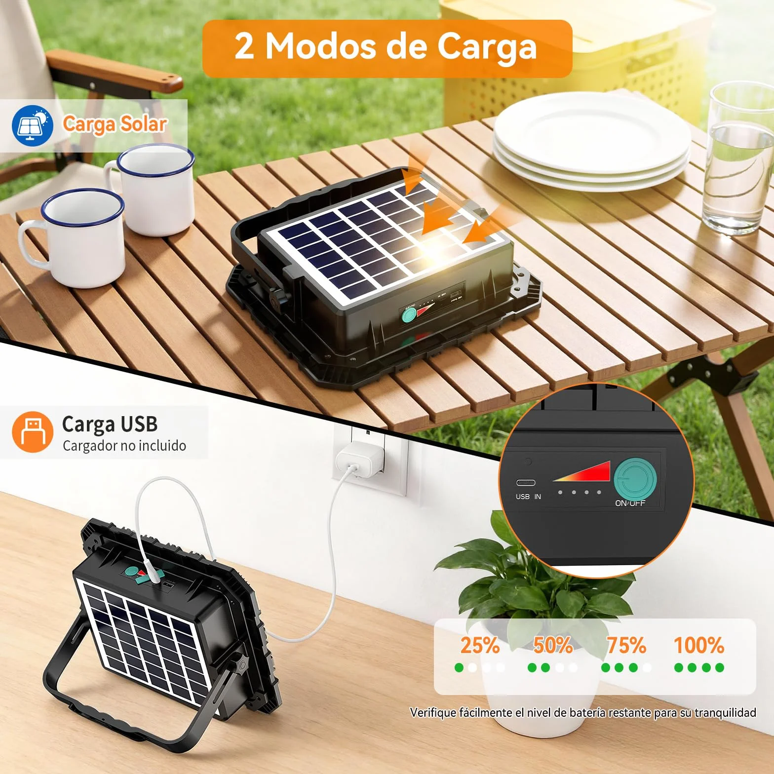 150W Foco LED Recargable Solar, 5 Modos Luz de Trabajo Portátil USB 16000 lm, Foco LED Bateria 16000 mAh, IP66 Impermeable foco solar portatil Magnética para Camping, Trabajo, Pesca, Emergencia