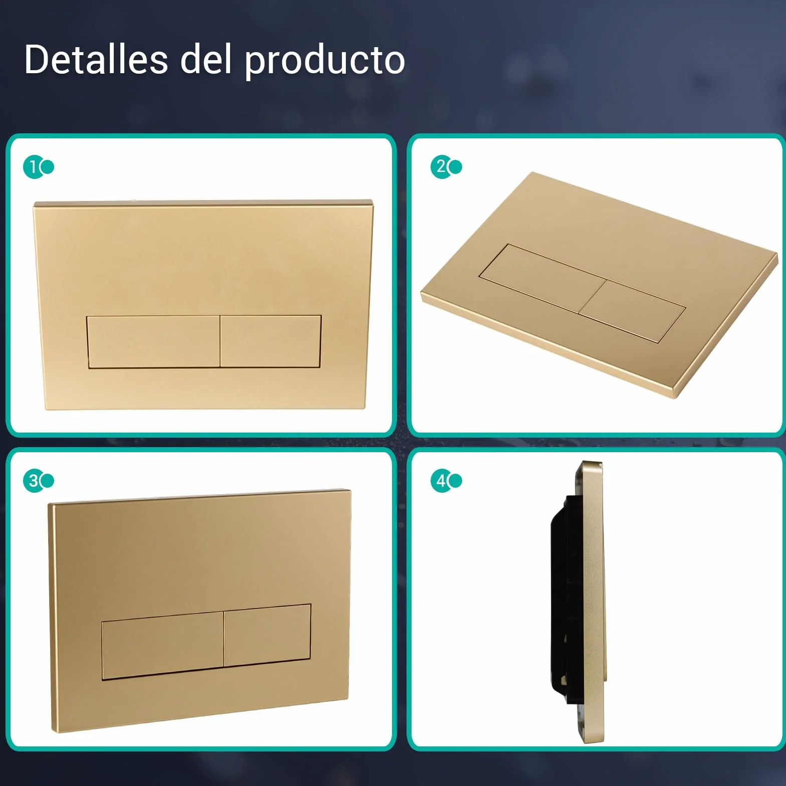 Empyreal placa actuador reemplazo panel frontal de cisterna de inodoro, con juego de varillas de descarga y marco de fijación, para Geberit Sigma 01,20,30, descarga doble(Oro Mate)