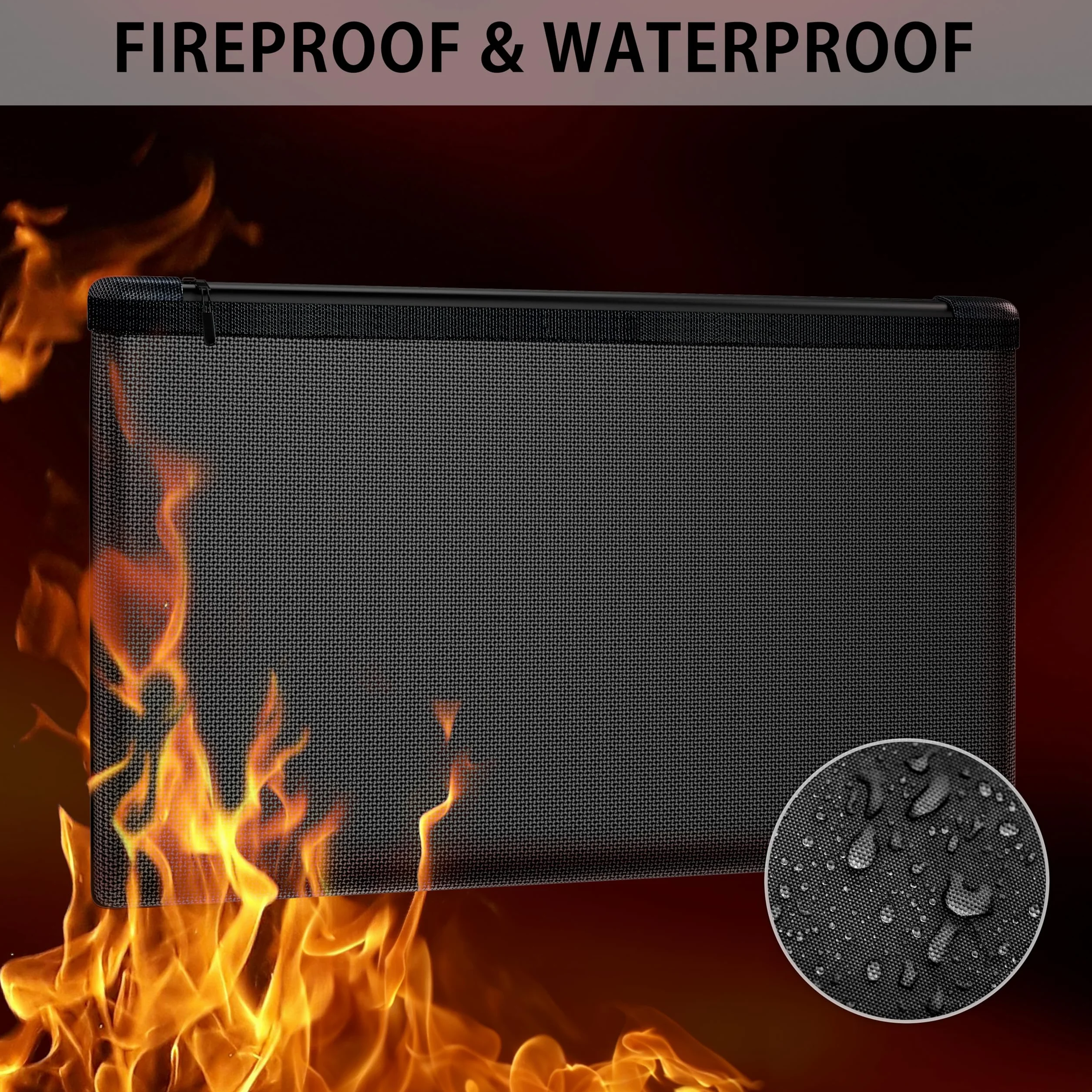 Bolsa Ignifuga para Dinero y Documentos 13,5 x 20,5 cm con Revestimiento Interior de Aluminio y Cremallera Impermeable Caja DIN A6