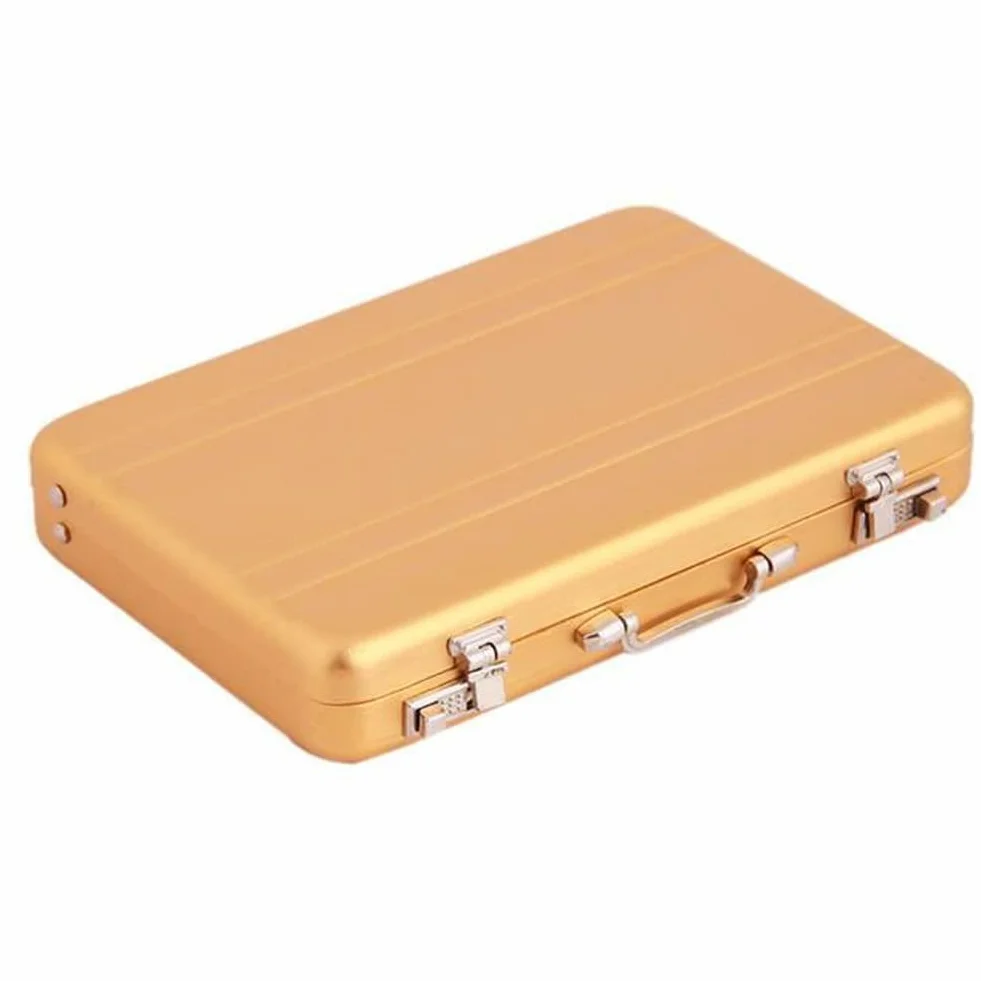 Mini maletín para tarjetas de identificación con forma de maleta, caja para tarjetas de visita, equipaje, Oro, S, Classic